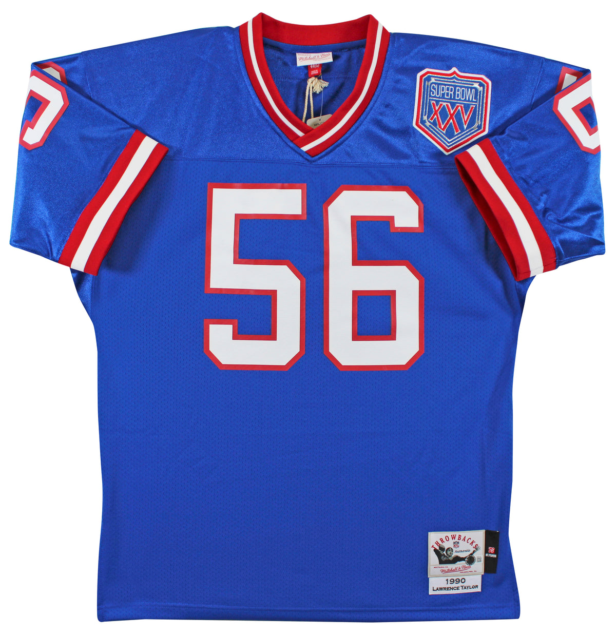 Giants Lawrence Taylor "HOF 99" Signed Blue M&N SB XXV Authentic Jersey BAS