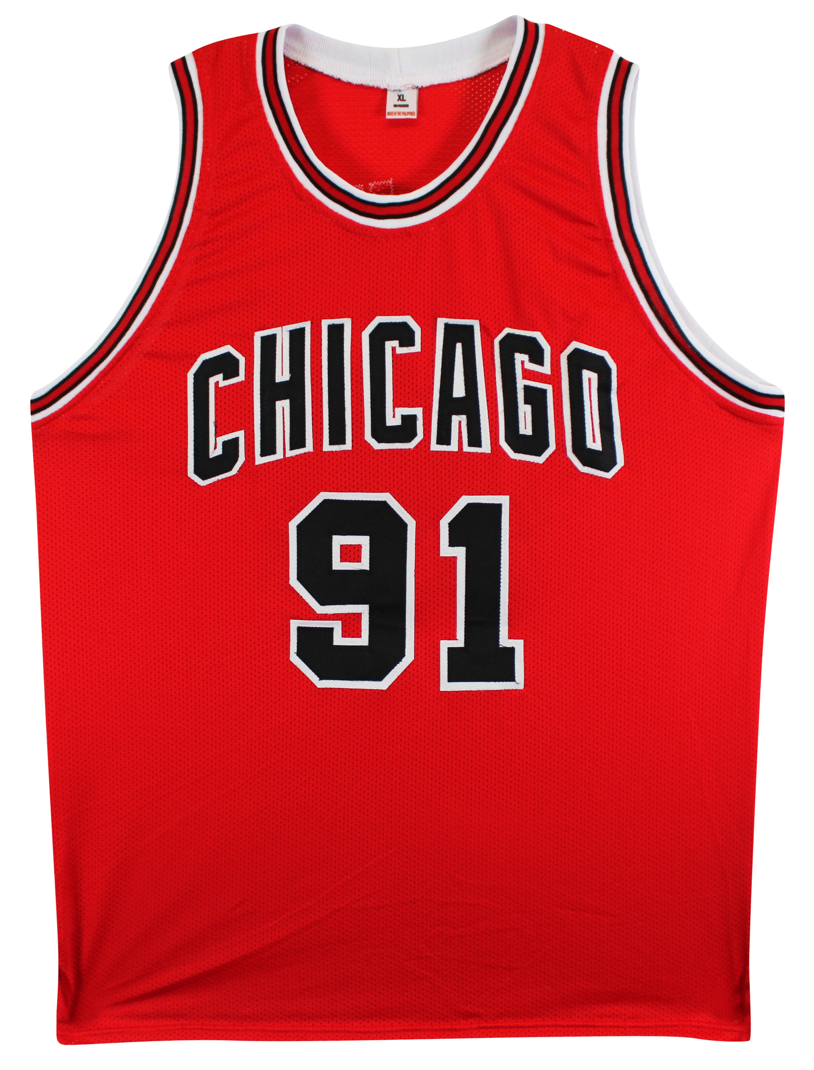 Dennis Rodman Authentic Signed Red Pro Style Jersey Autographed JSA Witness