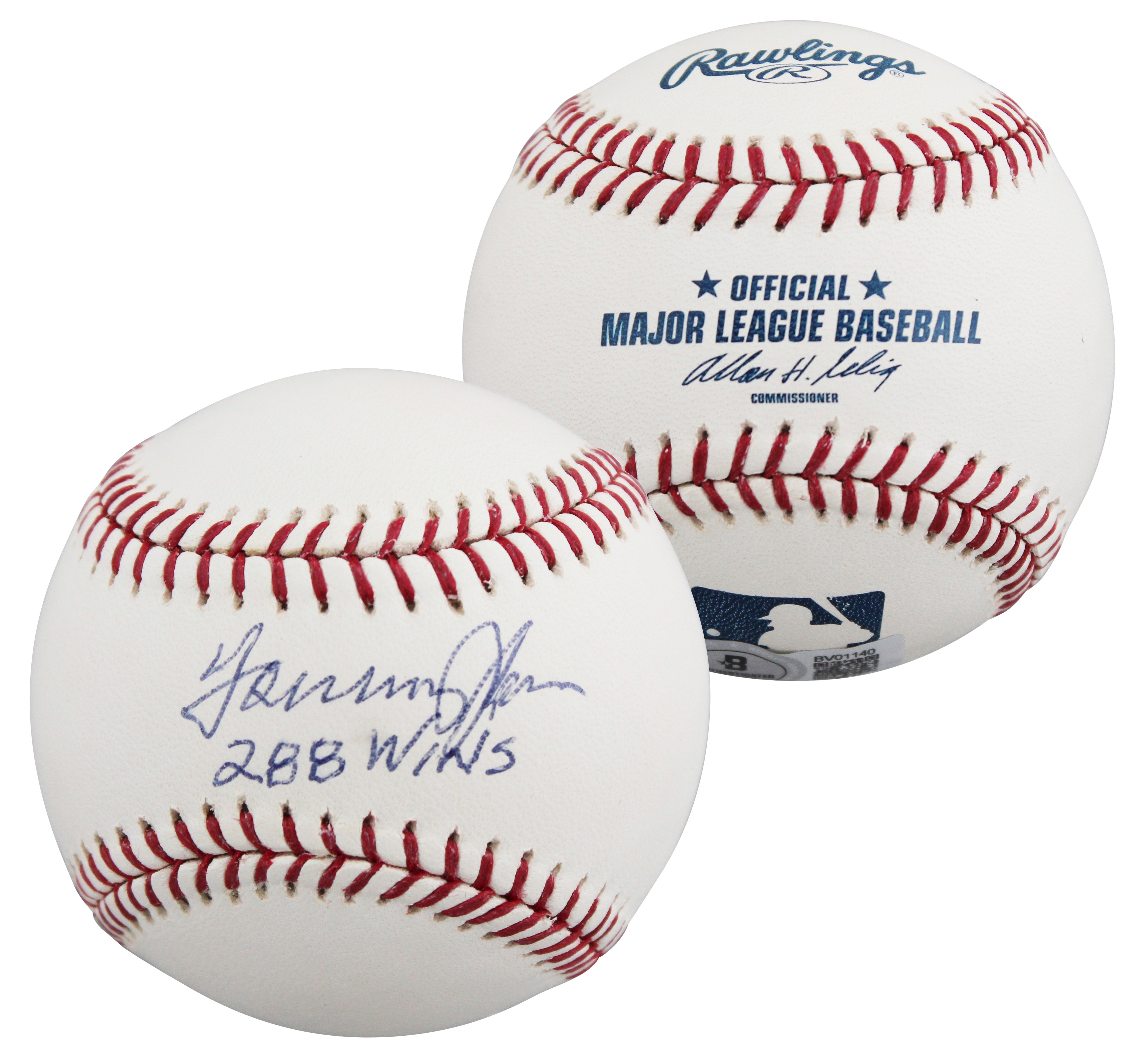 Dodgers Tommy John "288 Wins" Authentic Signed OML Baseball BAS #BV01140