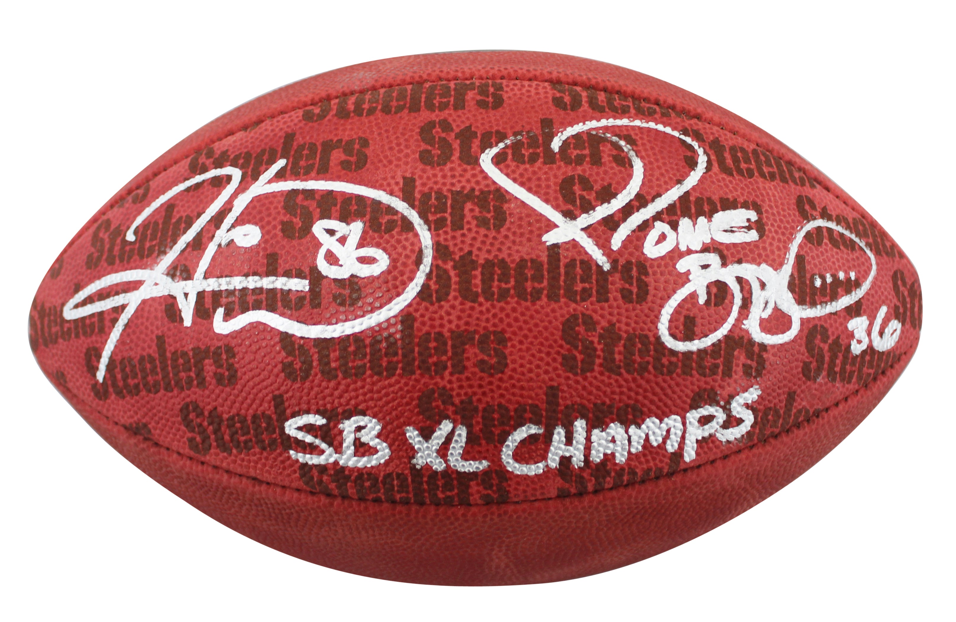 Jerome Bettis & Hines Ward Signed "Duke" Team Showcase Football W/ Case BAS Wit