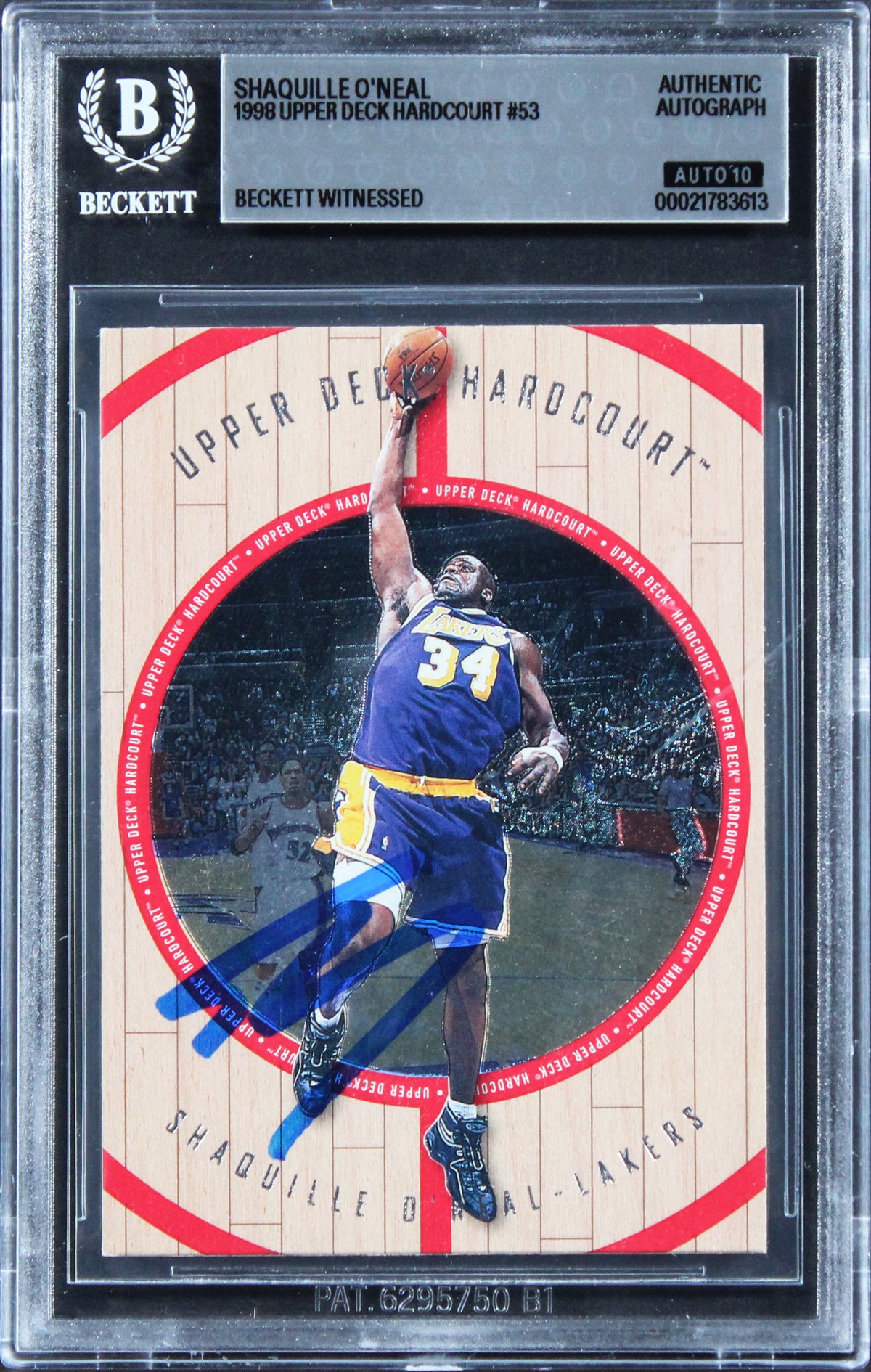 Shaquille O'Neal Signed 1998 Upper Deck Hardcourt #53 Card Auto 10! BAS Slabbed