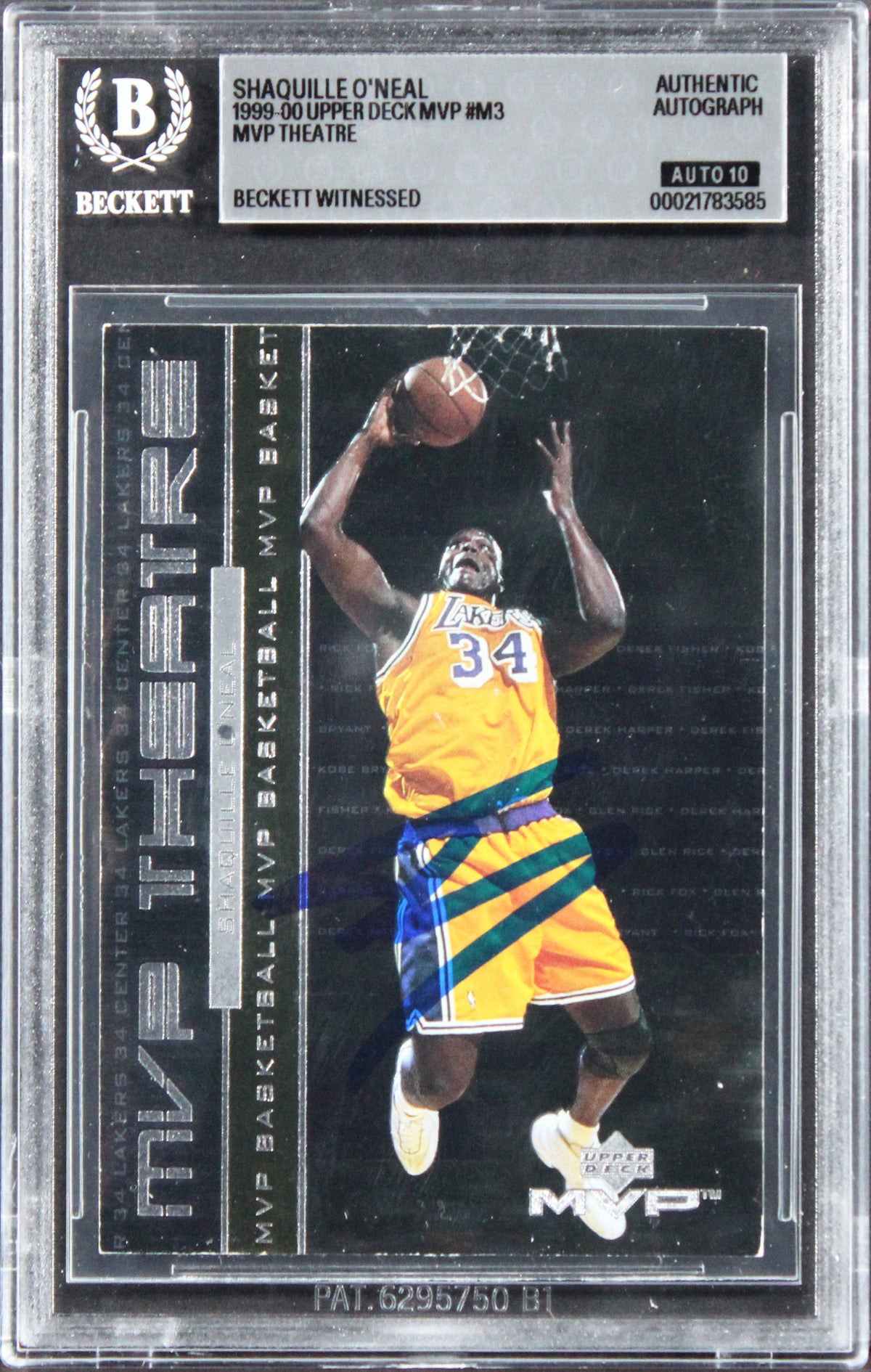 Shaquille O'Neal Signed 1999 Upper Deck MVP Theatre #M3 Card Auto 10! BAS Slab