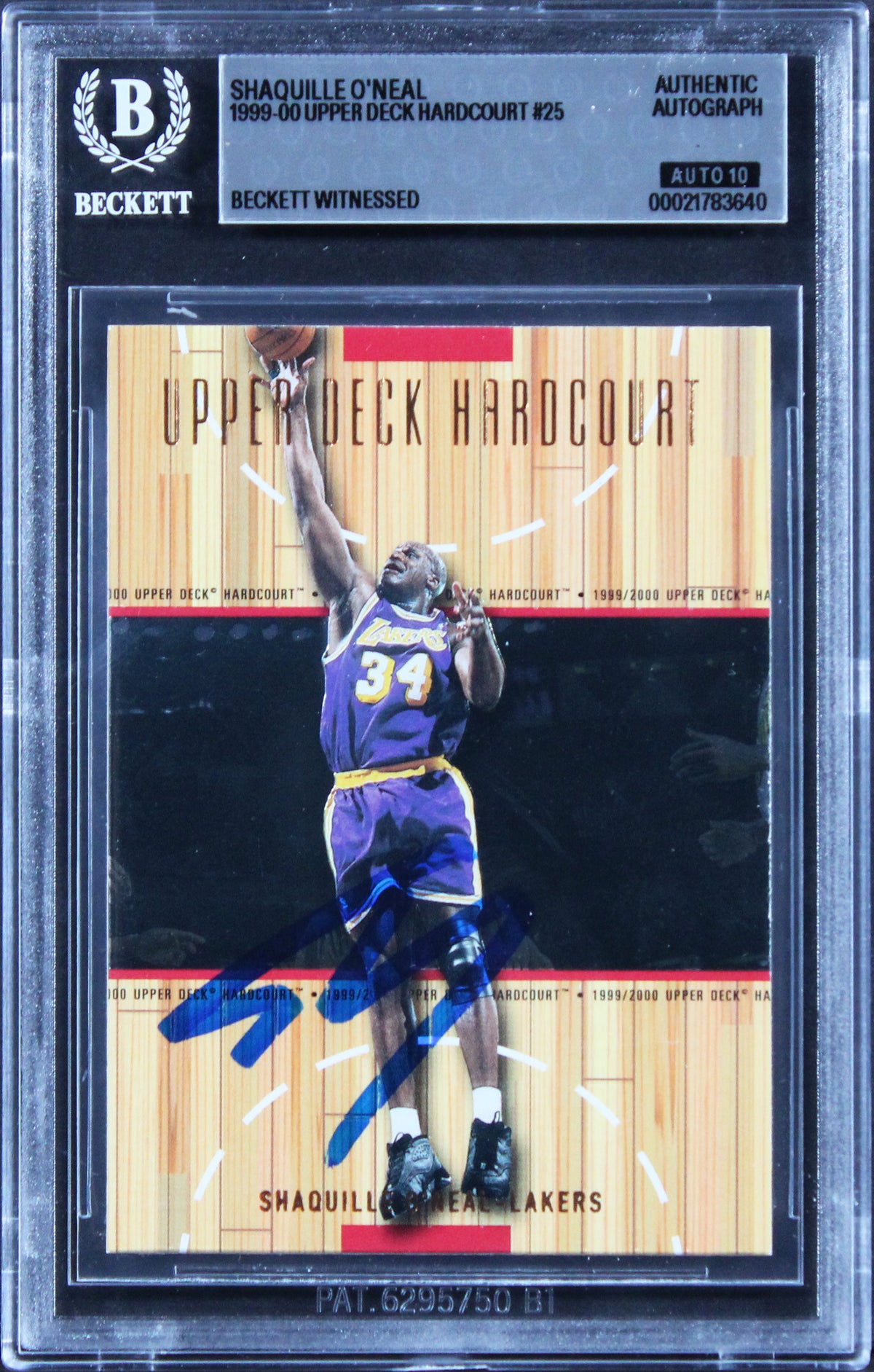 Shaquille O'Neal Signed 1999 Upper Deck Hardcourt #25 Card Auto 10! BAS Slabbed