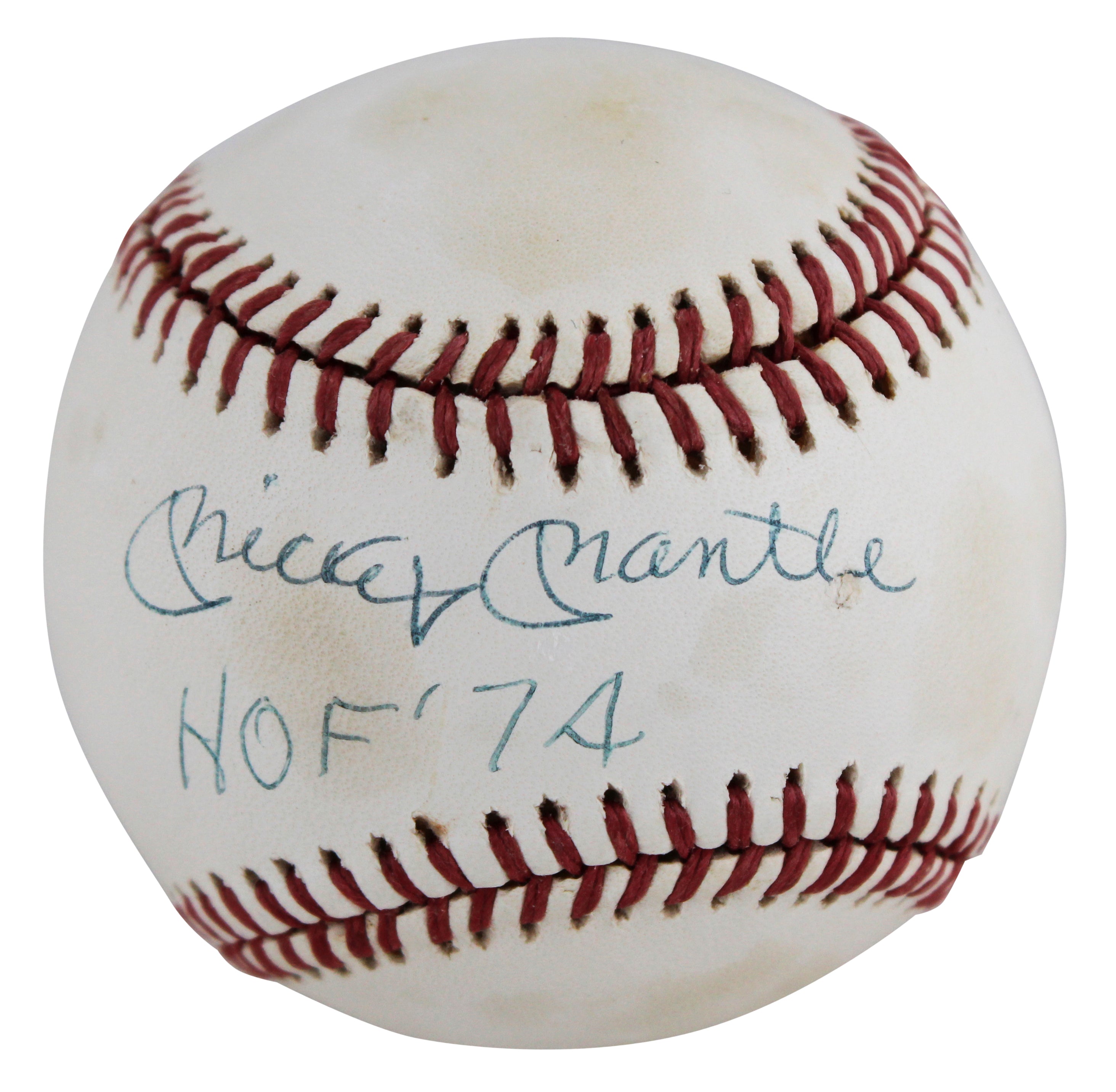 Yankees Mickey Mantle "HOF 74" Signed OAL Baseball Graded 7.5! PSA & JSA LOAs