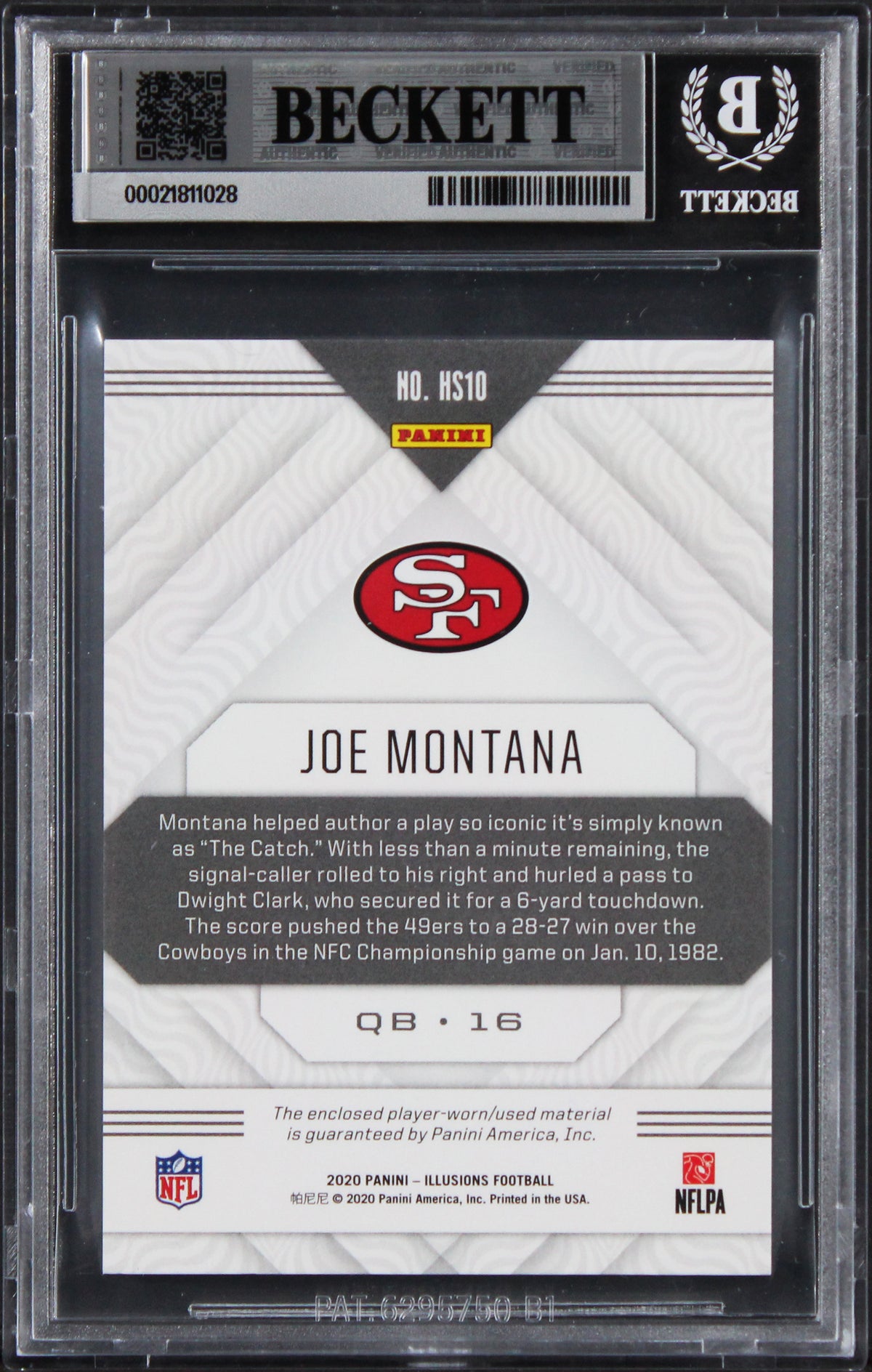 49ers Joe Montana Signed 2020 Panini Illusions #10 Card Auto GM 10! BAS Slabbed