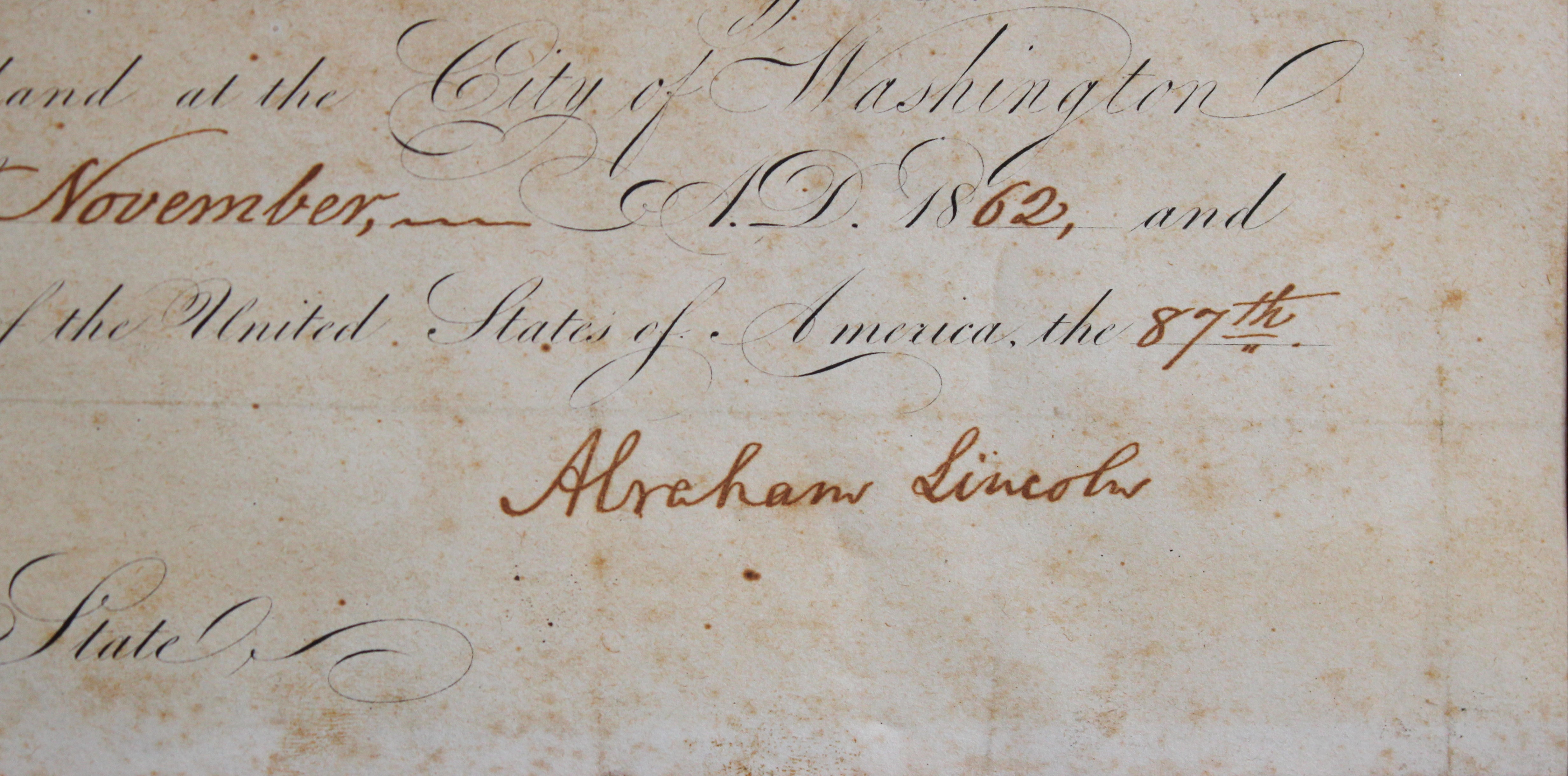 Abraham Lincoln Signed & Framed 12x15 1862 Appointment Document BAS #AE13665