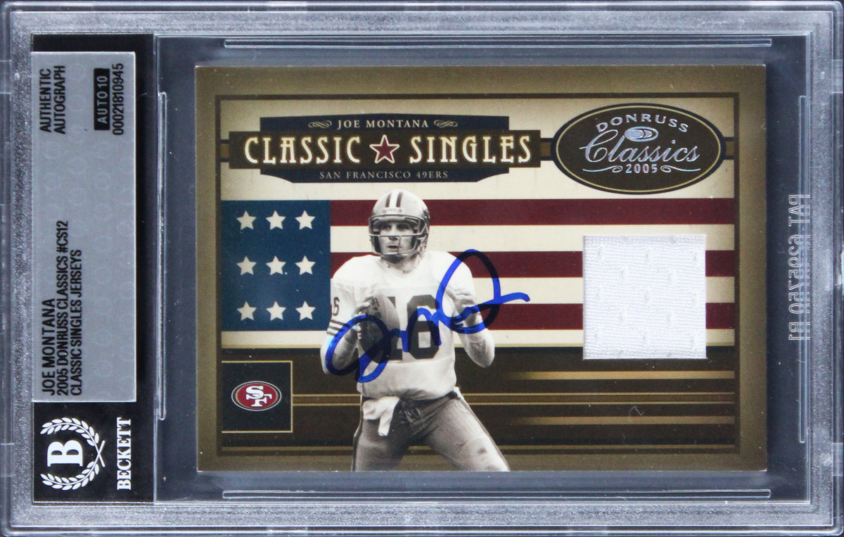 Joe Montana Signed 2005 Donruss Classics #CS12 44/150 Card Auto 10! BAS Slabbed
