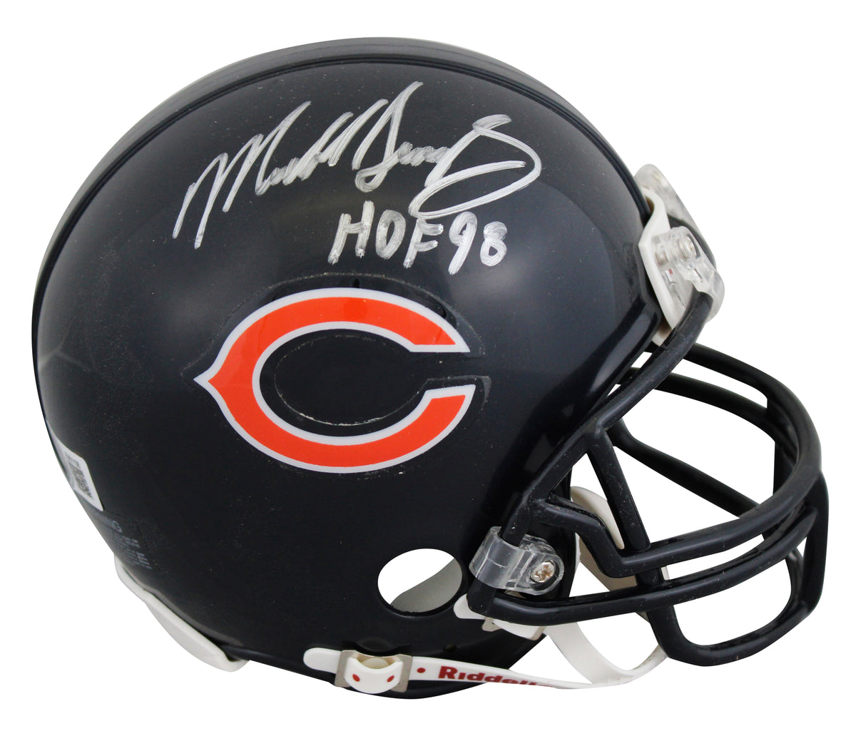 Bears Mike Singletary "HOF 98" Signed VSR4 Rep Mini Helmet BAS #BV01106