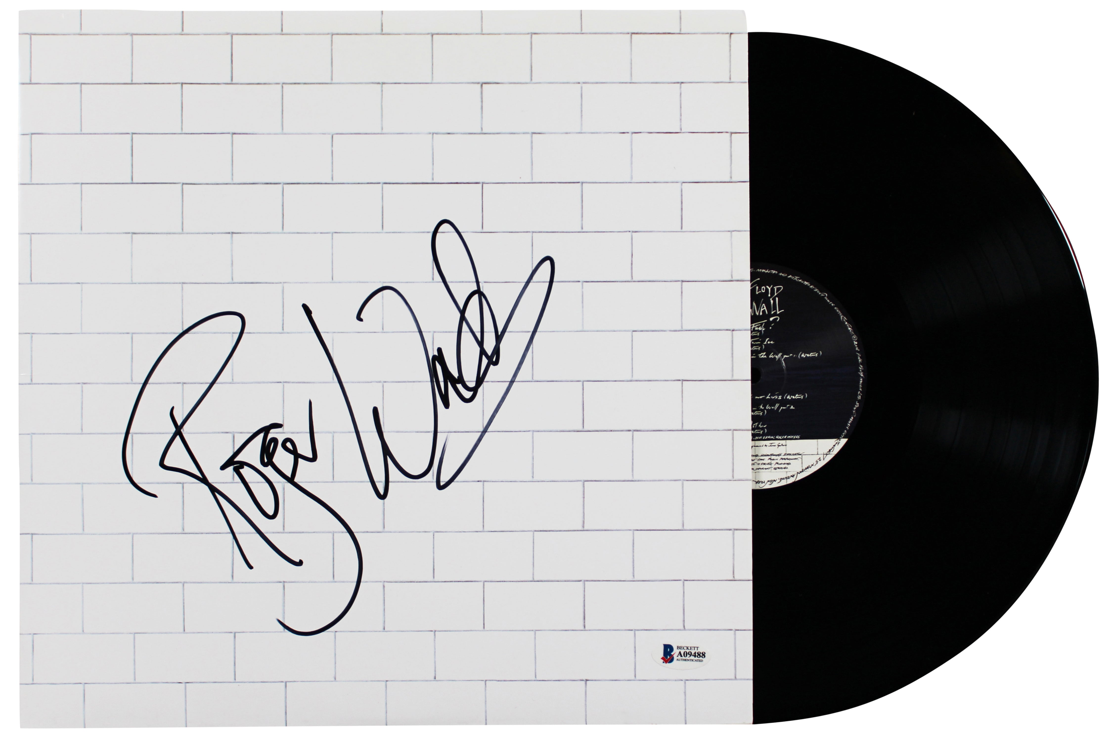 Roger Waters Pink Floyd Signed The Wall Album Cover W/ Vinyl BAS #A09488