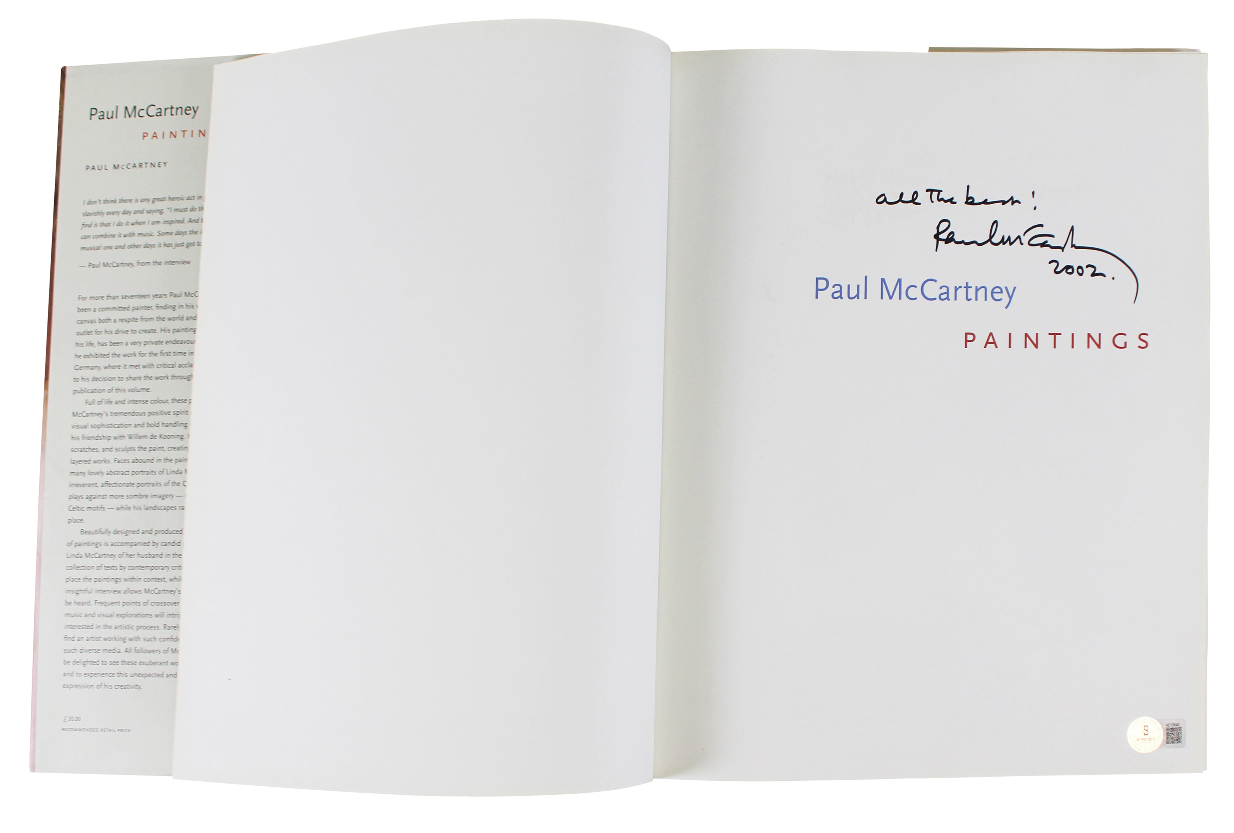 Paul McCartney "All The Best 2002" Authentic Signed Hard Cover Book BAS #AE13649