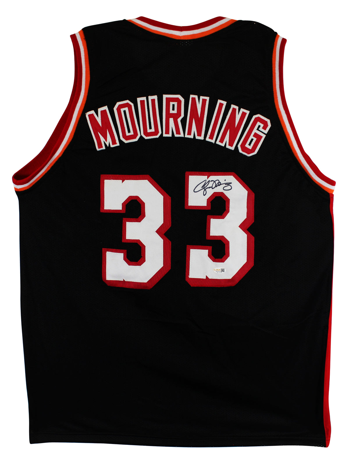 Alonzo Mourning Authentic Signed Black Pro Style Jersey JSA Witness 2