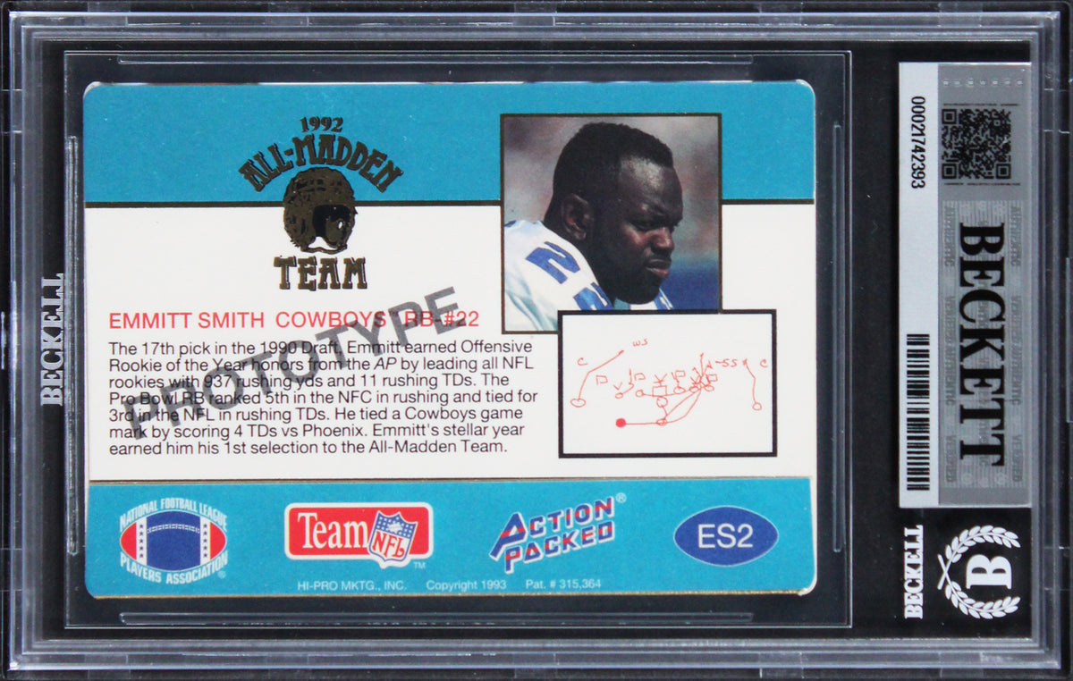 Emmitt Smith Signed 1993 Action Packed Promos #ES2 Card Auto GM 10! BAS Slabbed