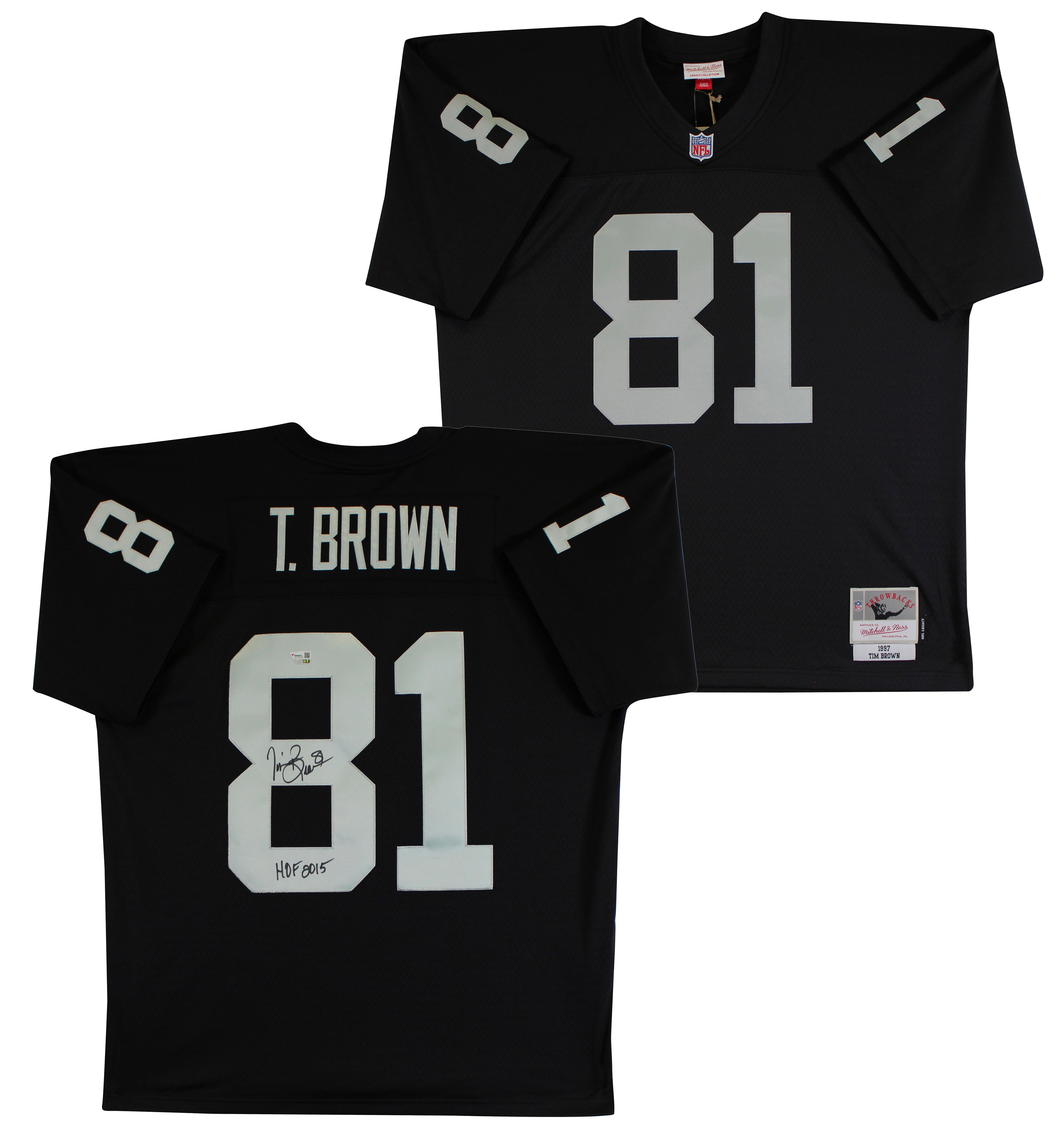 Raiders Tim Brown "HOF 2015" Authentic Signed Black M&N TB Jersey Fanatics