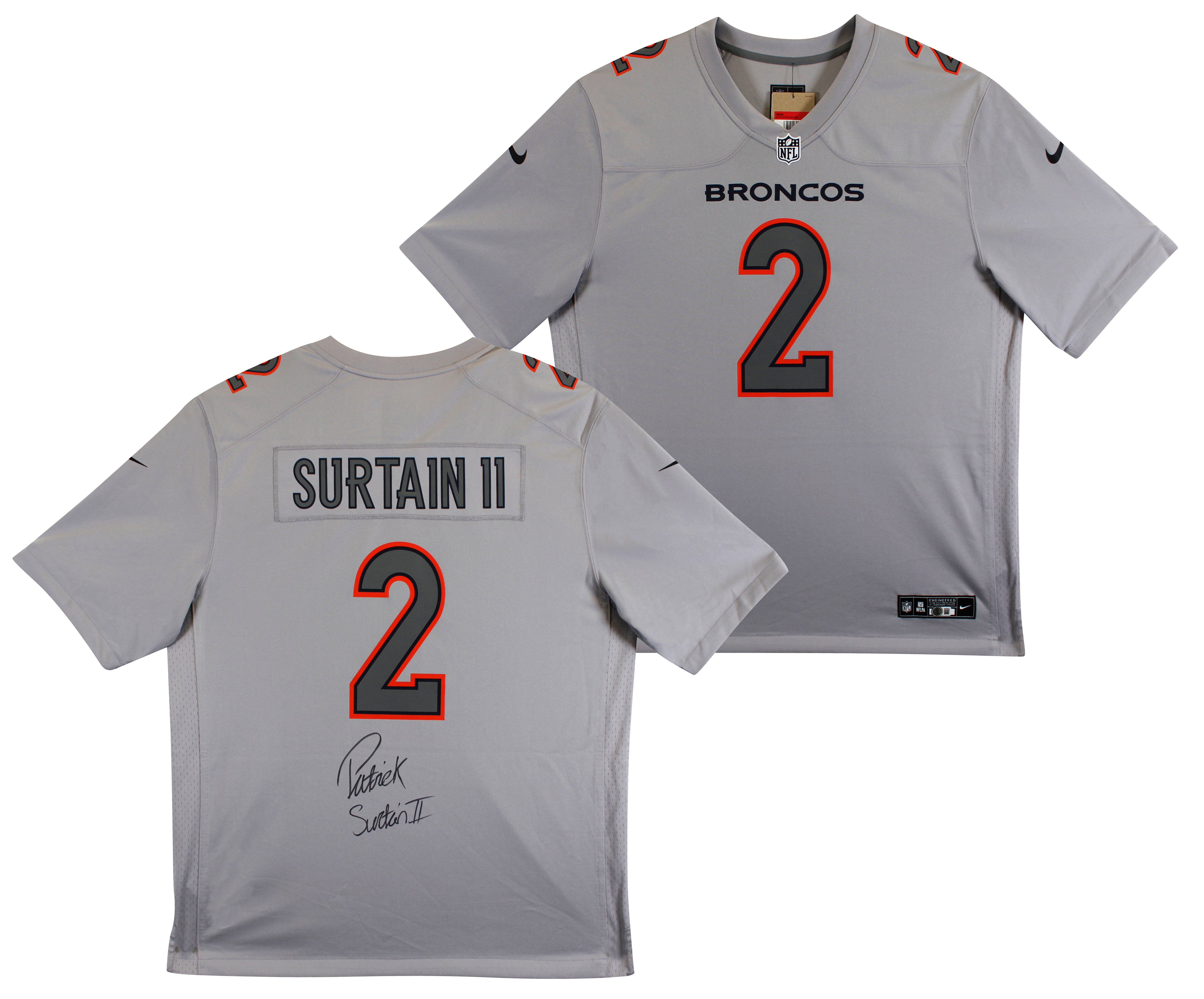 Broncos Patrick Surtain II Authentic Signed Gray Nike Game Jersey BAS Witnessed