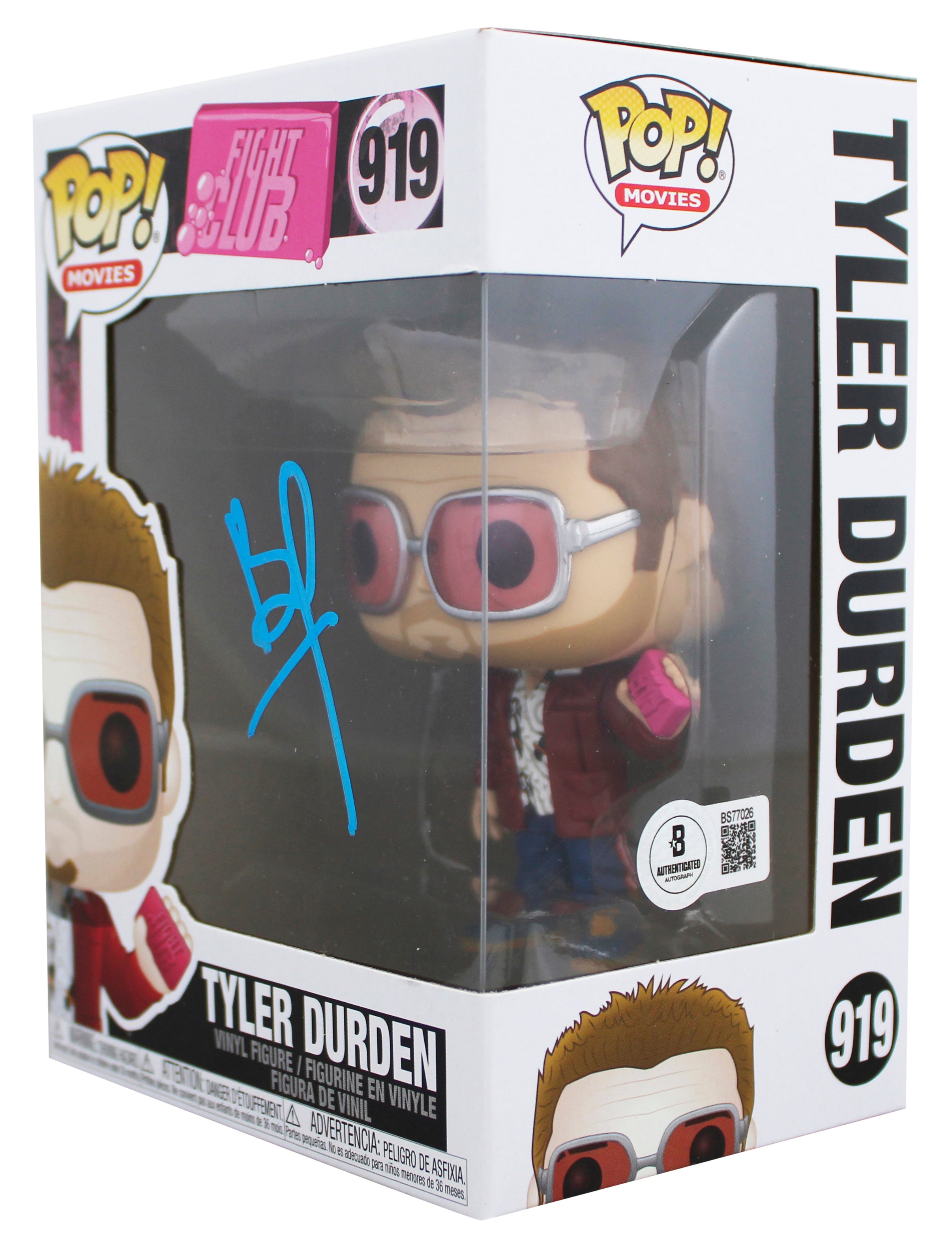 Brad Pitt Fight Club Signed Tyler #919 Funko Pop Vinyl Figure BAS #BS77026