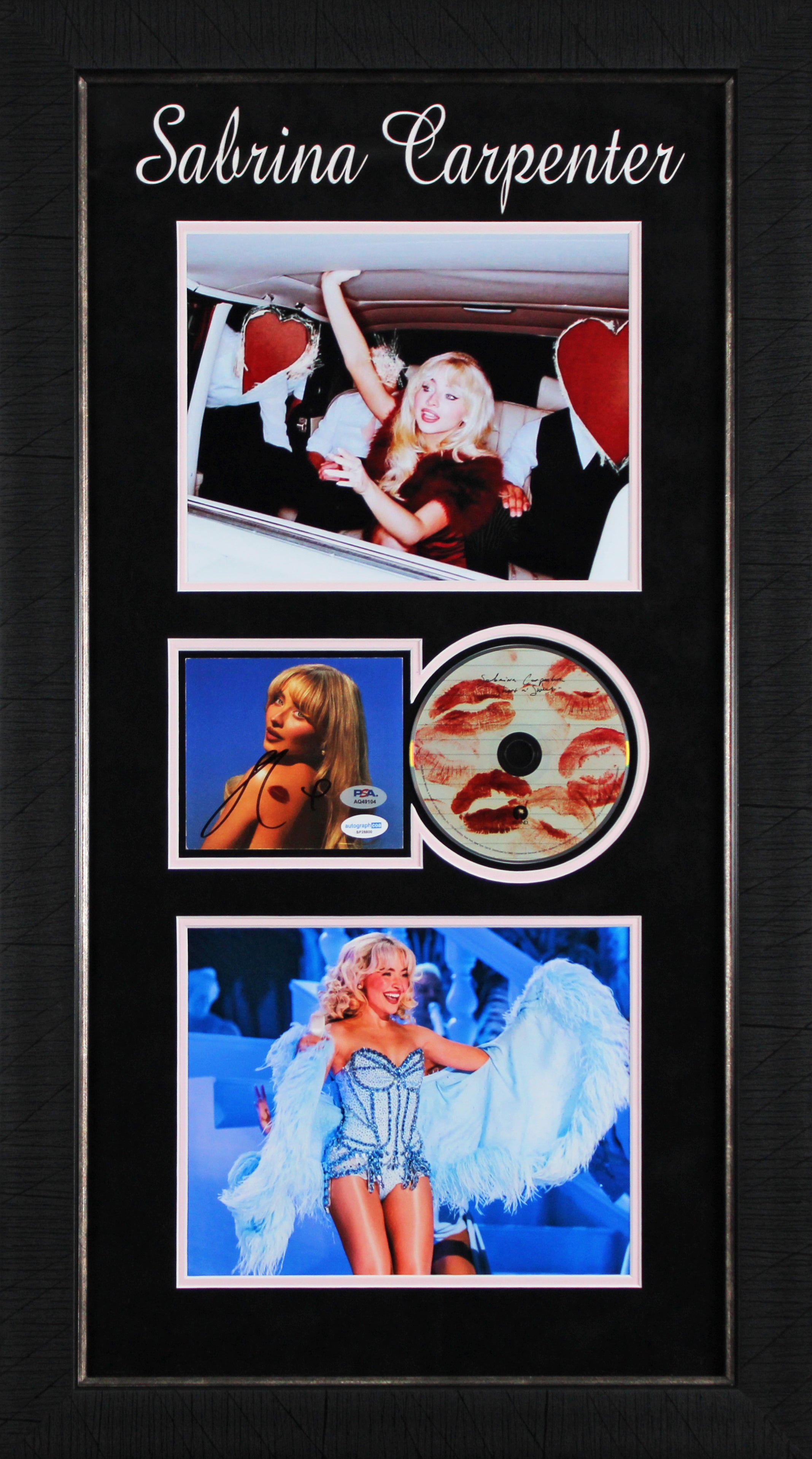 Sabrina Carpenter Signed & Framed Short n' Sweet Cd Insert W/ Disk PSA/DNA