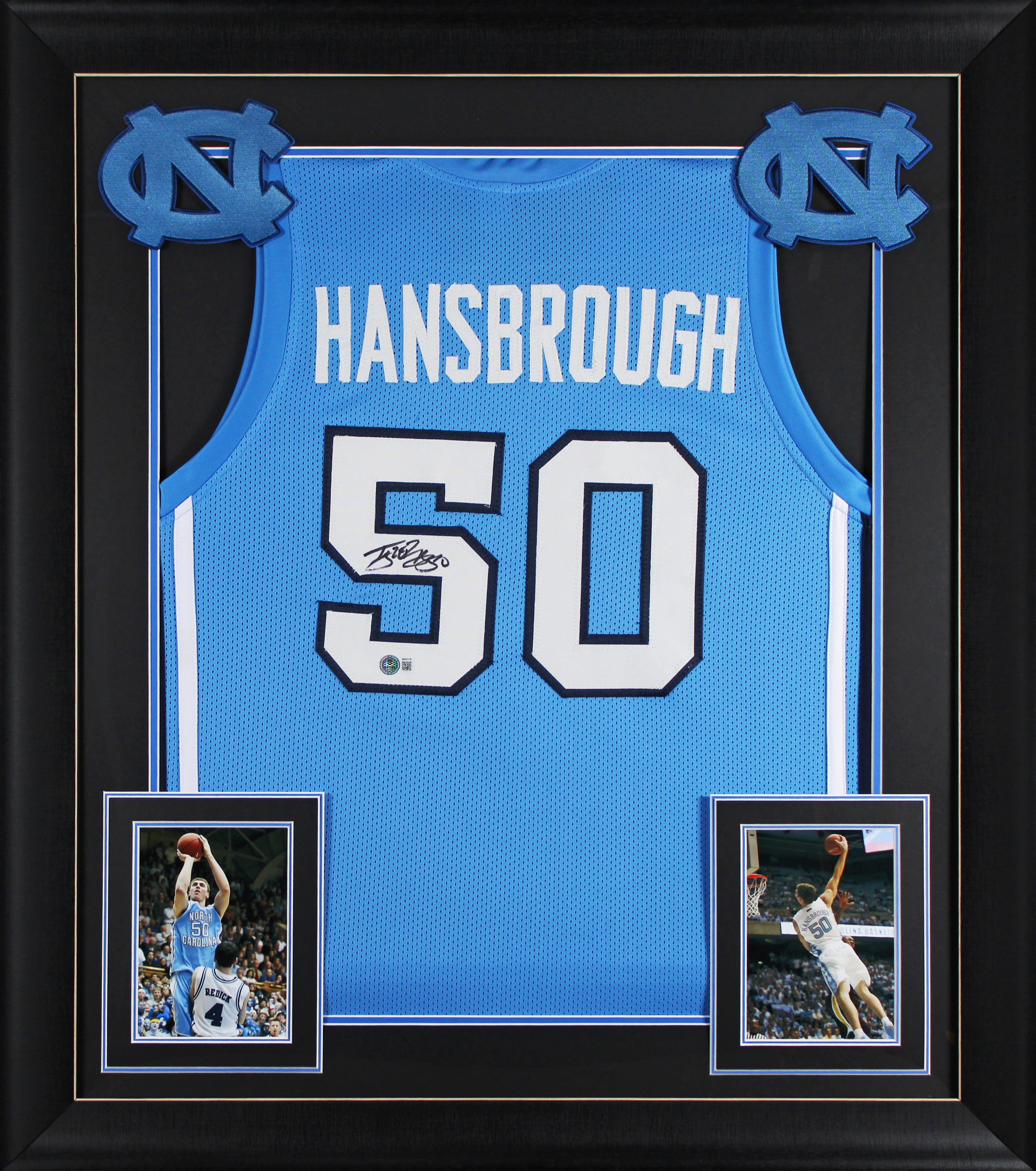 UNC Tyler Hansbrough Signed Carolina Blue Pro Style Framed Jersey BAS Witnessed