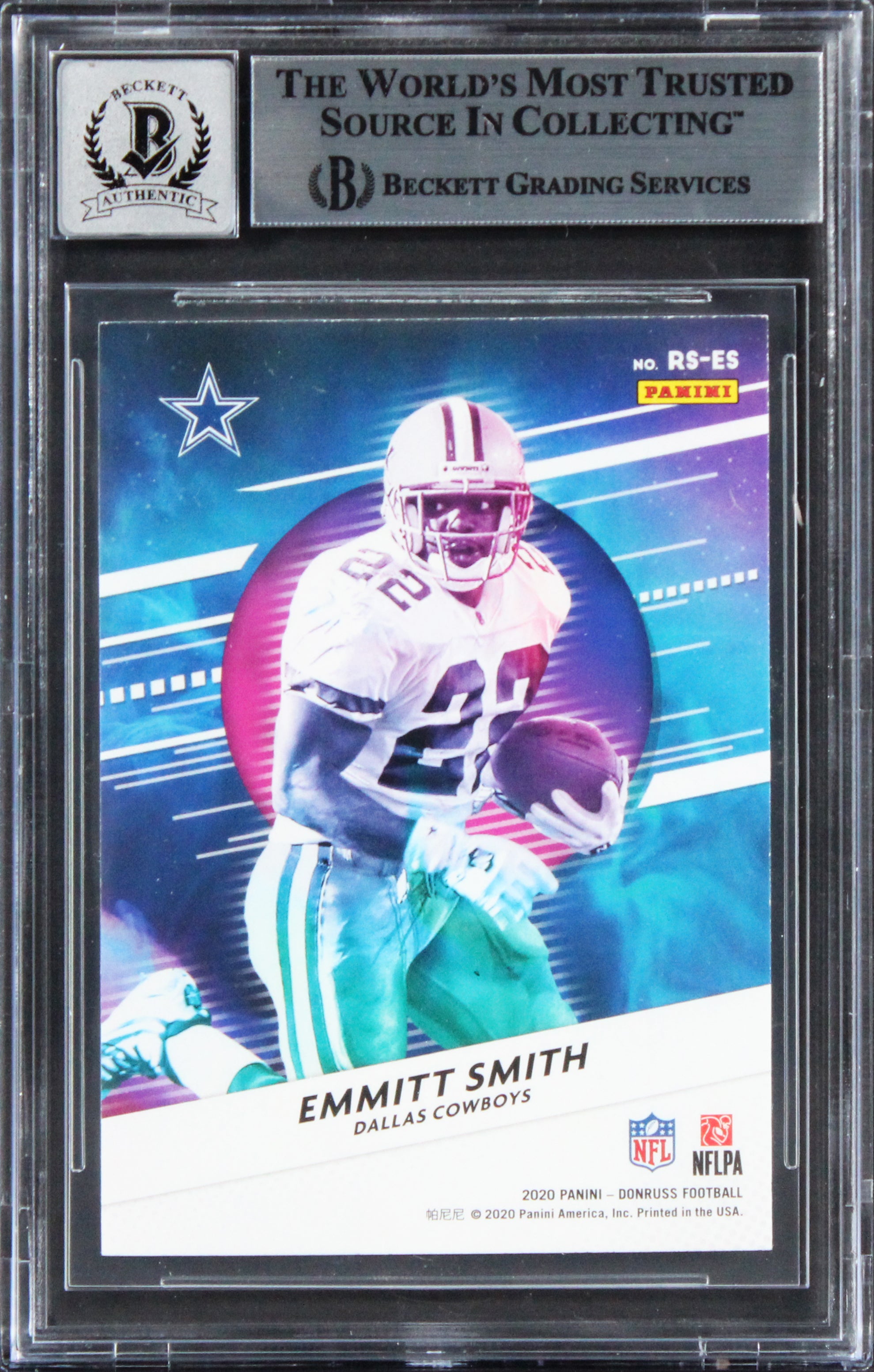 Cowboys Emmitt Smith Signed 2020 Donruss Retro Series #2 Card Auto 10! BAS Slab