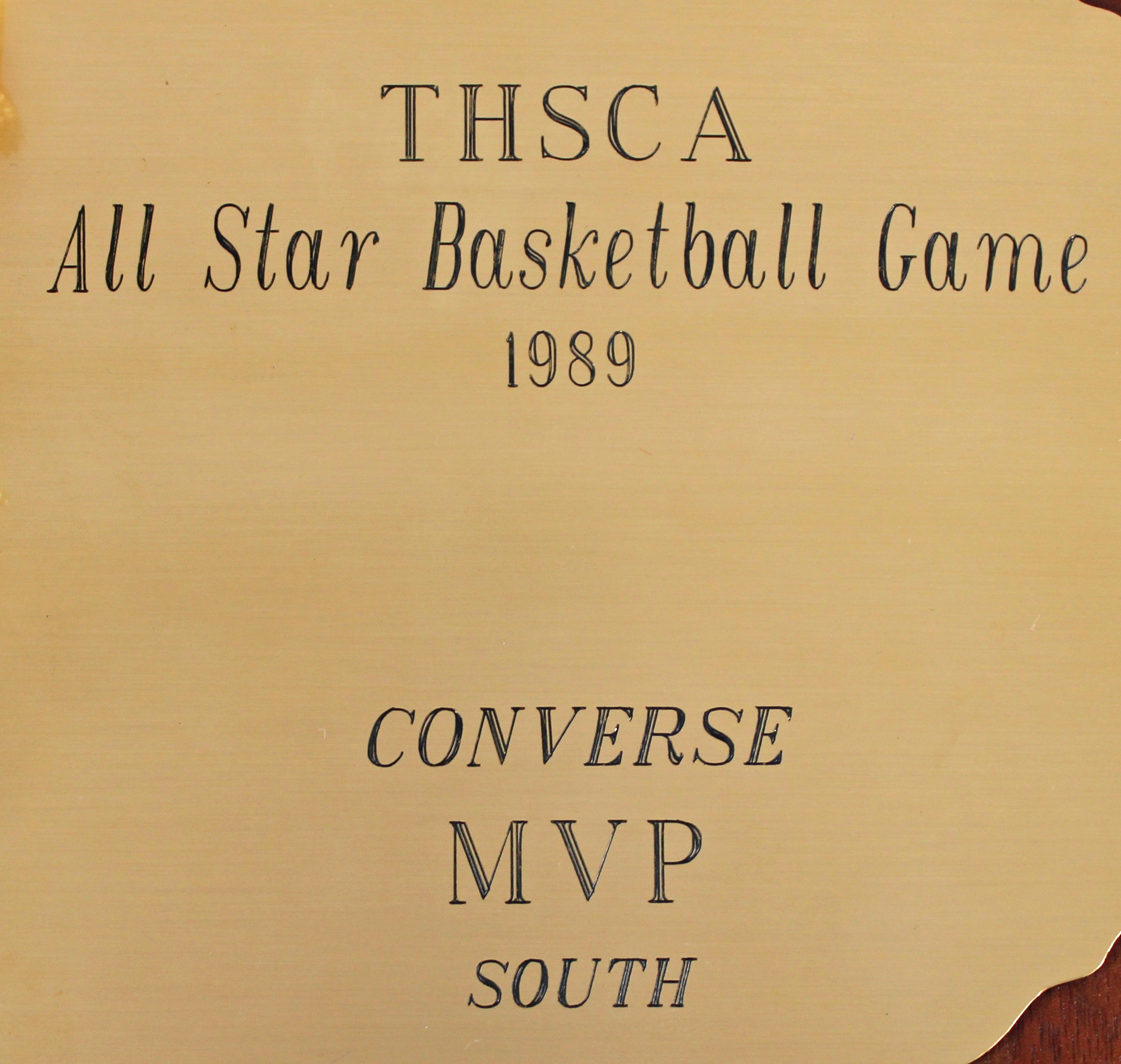 Lakers Shaquille O'Neal 1989 THSCA All-Star Basketball Game MVP Plaque BAS Wit