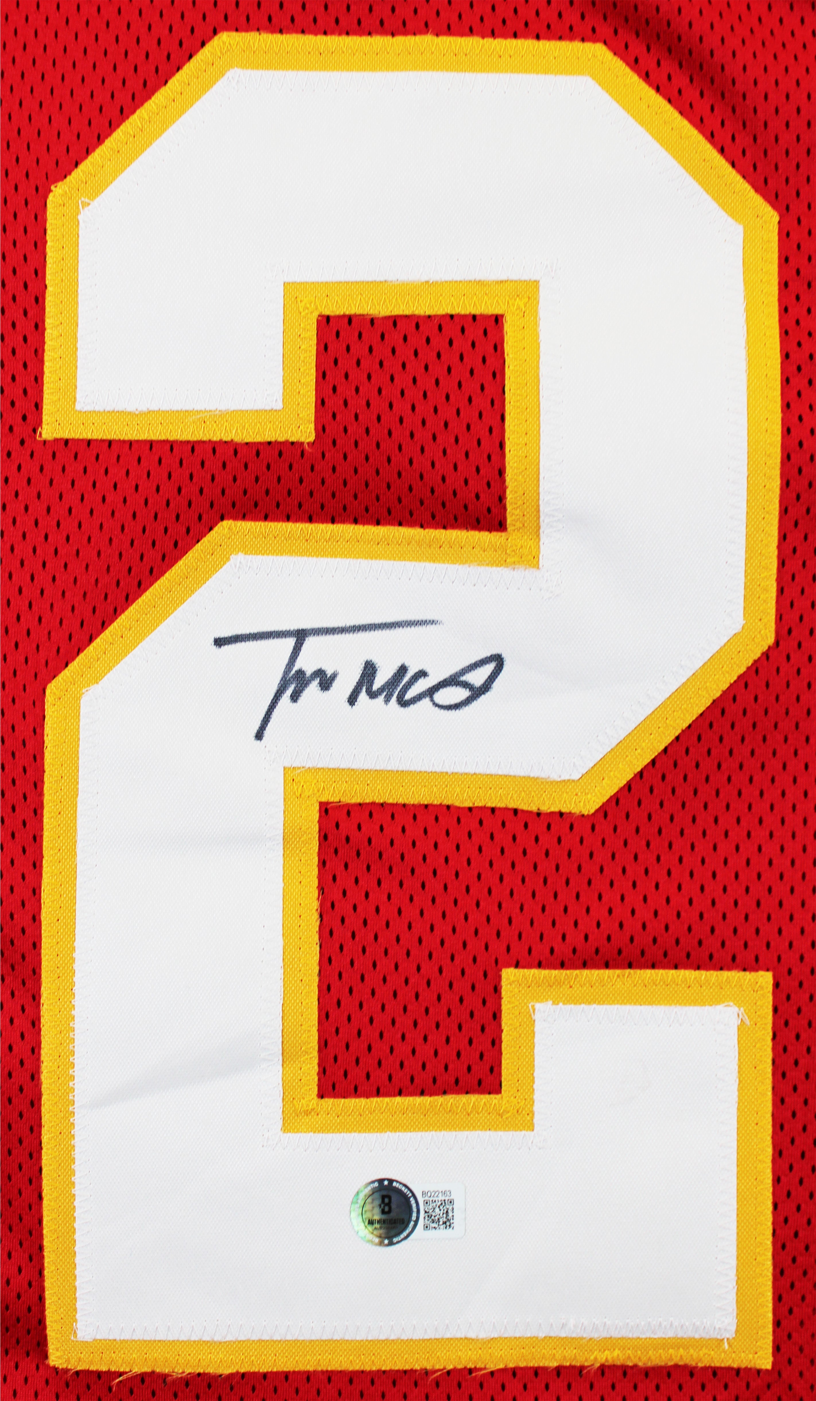 Trent McDuffie Authentic Signed Red Pro Style Jersey Autographed BAS Witnessed 2