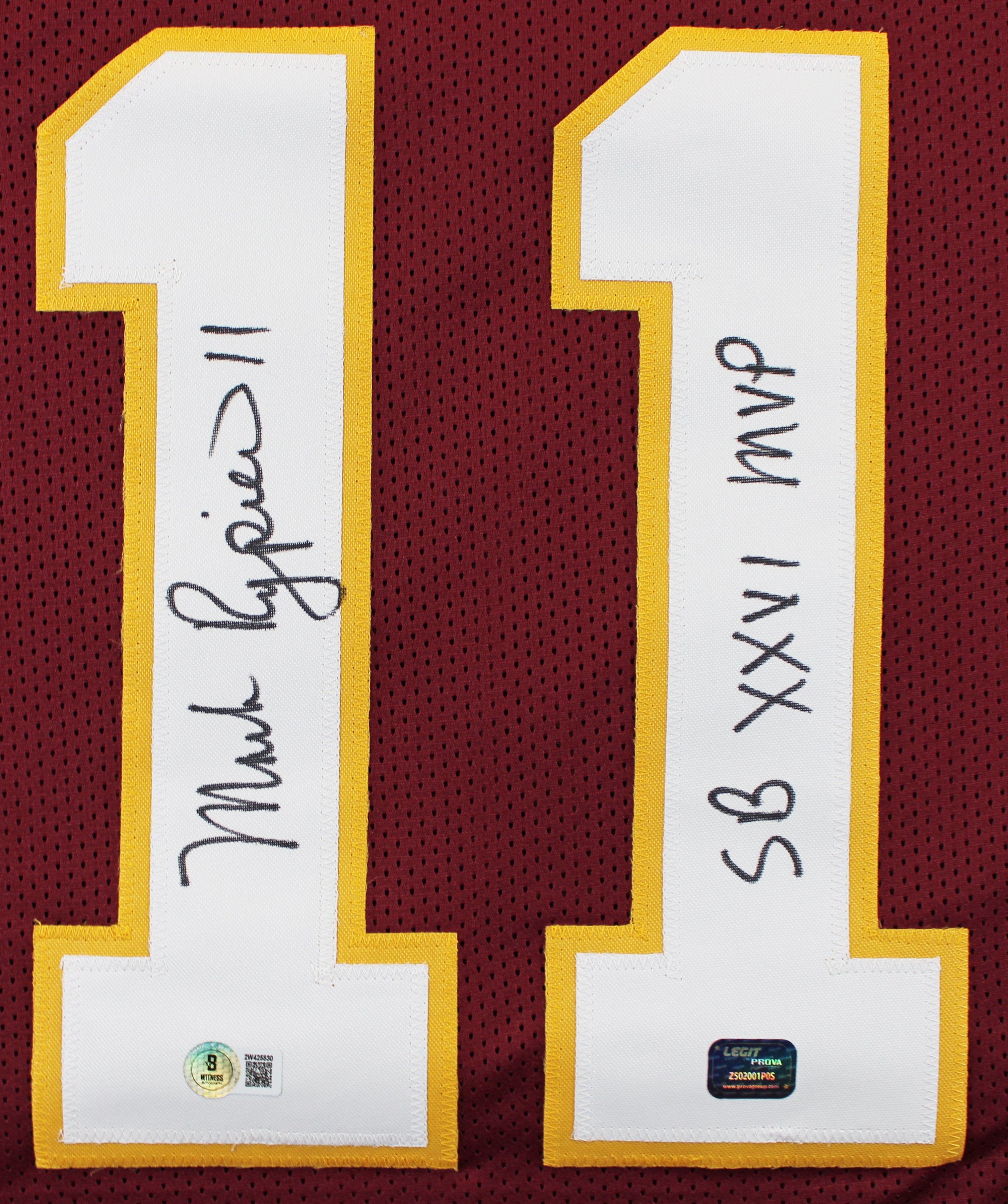 Mark Rypien "SB XXVI MVP" Signed Maroon Pro Style Jersey BAS Witnessed 2 HOLIDAY DOORBUSTER