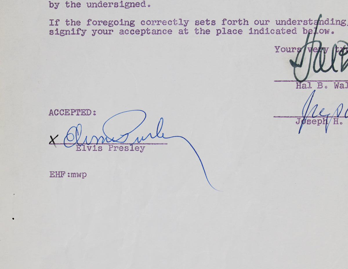 Elvis Presley Authentic 2x Signed 1958 G.I. Blues Contract PSA & JSA LOAs