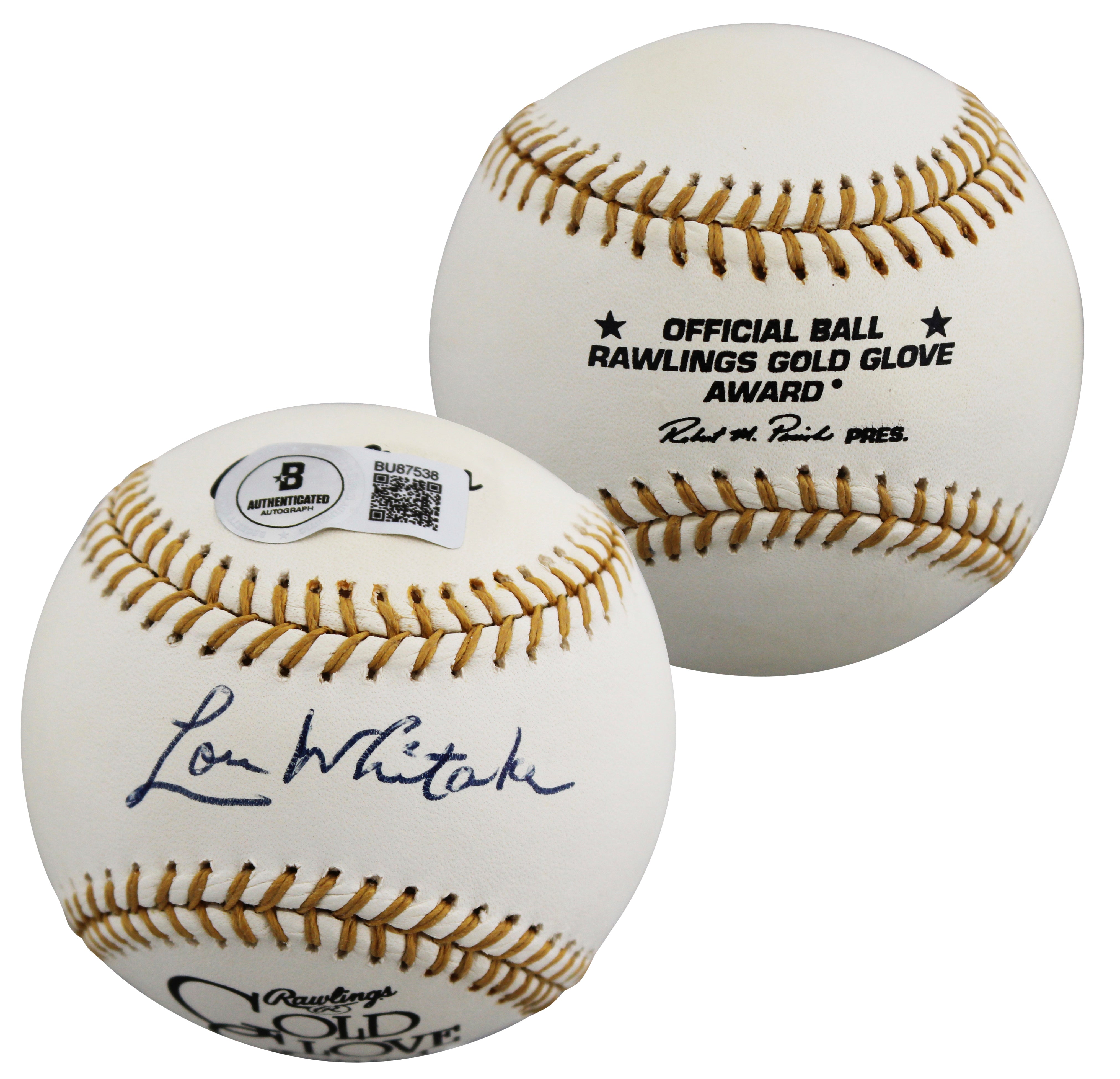 Tigers Lou Whitaker Signed Rawlings Gold Glove Logo OML Baseball BAS #BU87538