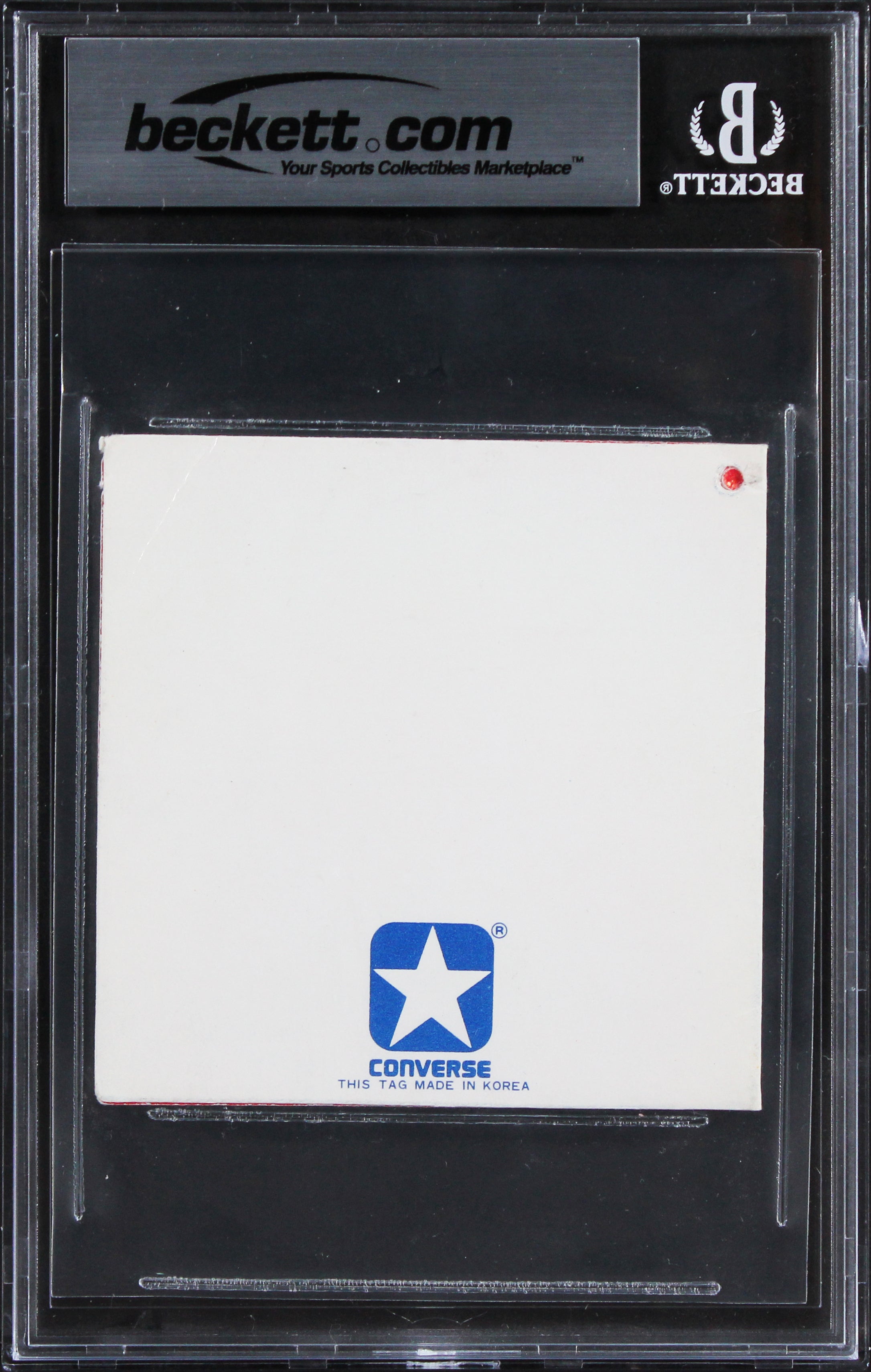 Larry Bird & Magic Johnson Signed 3x3 Converse Weapon Shoe Tag Auto 10! BAS Slab