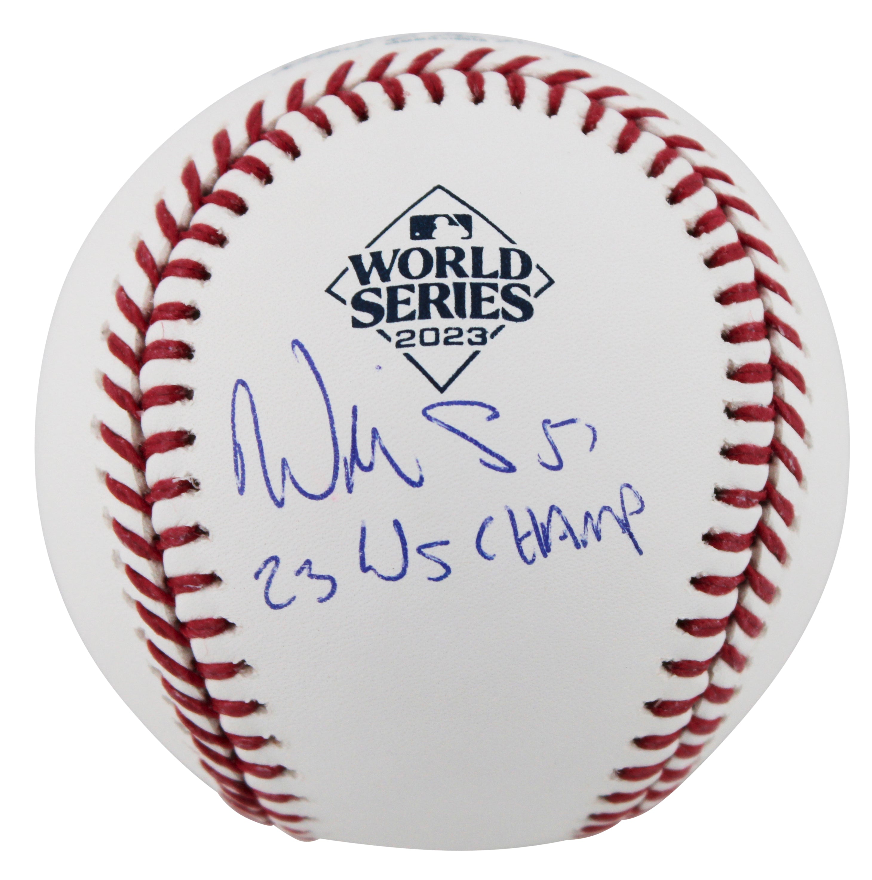 Rangers Will Smith "23 WS Champ" Signed 2023 WS Logo Baseball BAS #BQ45349