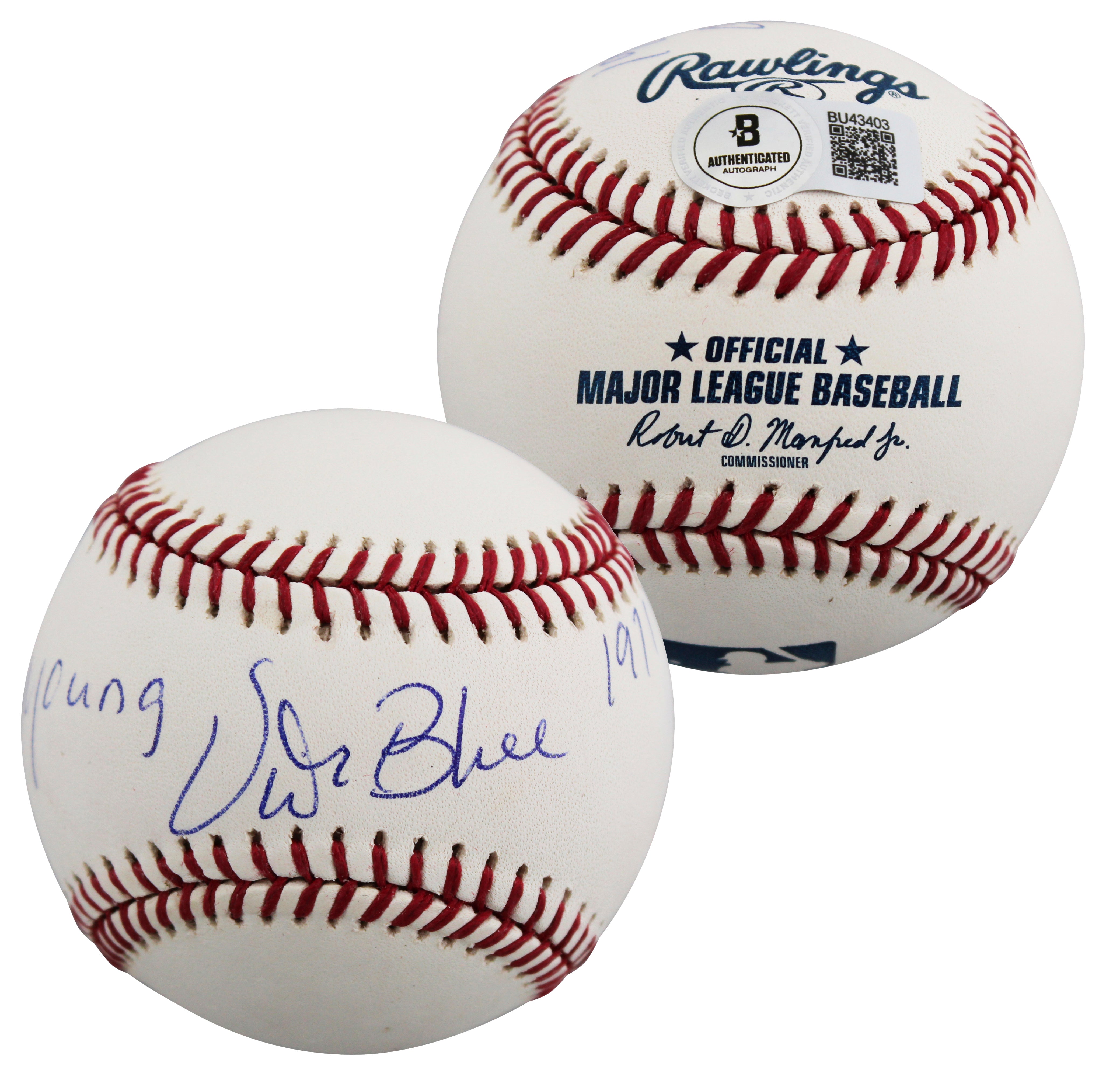 Athletics Vida Blue "71 Cy Young, 71 MVP" Signed OAL Baseball BAS #BU43403