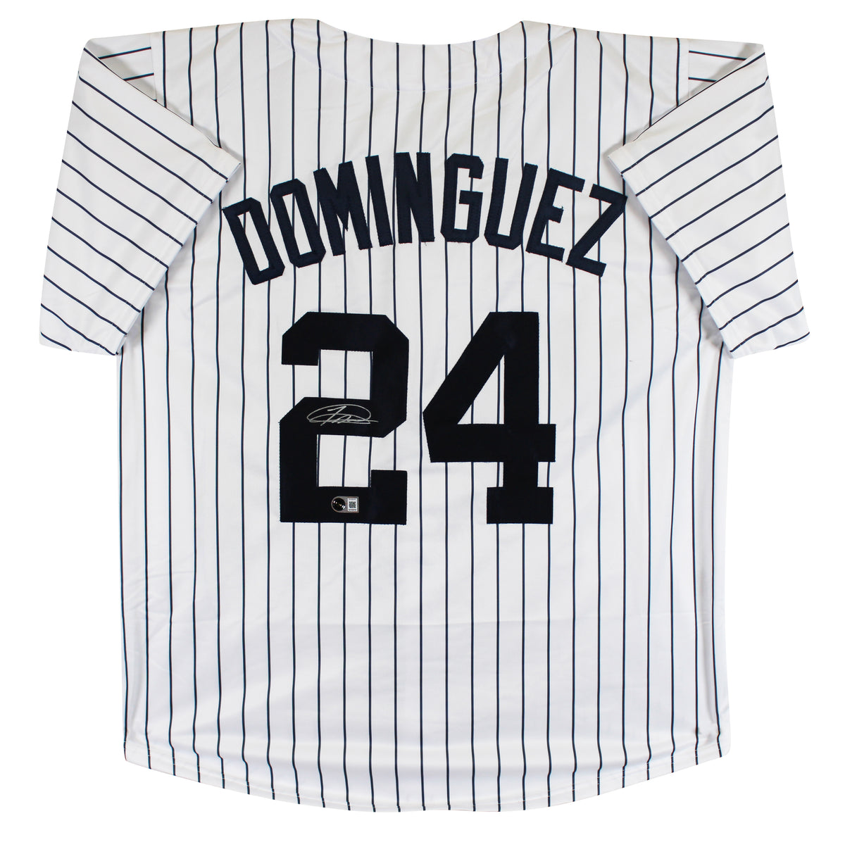 Jasson Dominguez Authentic Signed White Pinstripe Pro Style Jersey BAS