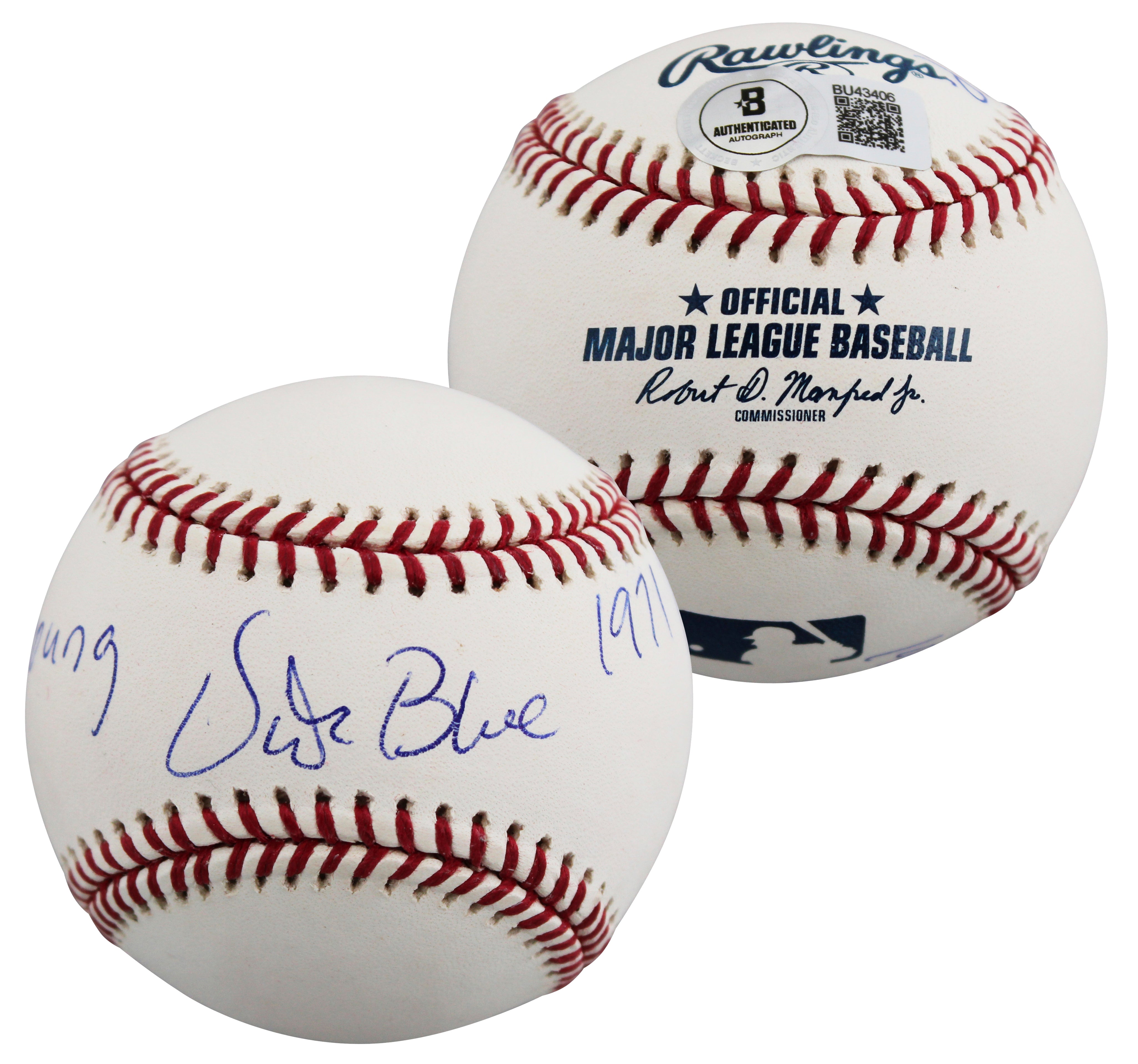 Athletics Vida Blue "71 Cy Young, 71 MVP" Signed OAL Baseball BAS #BU43406