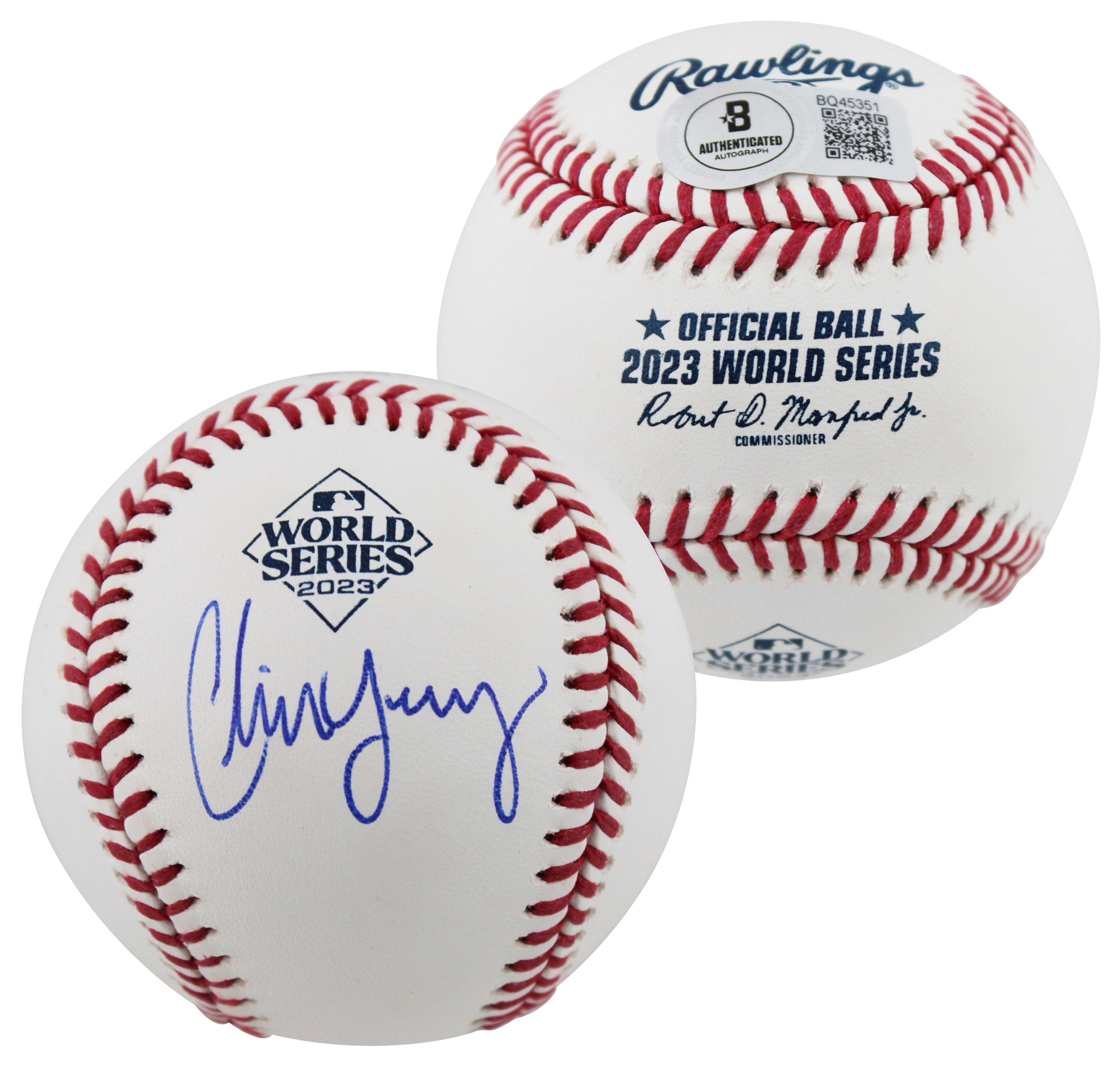 Rangers Chris Young Signed 2023 World Series Logo Baseball BAS #BQ45351