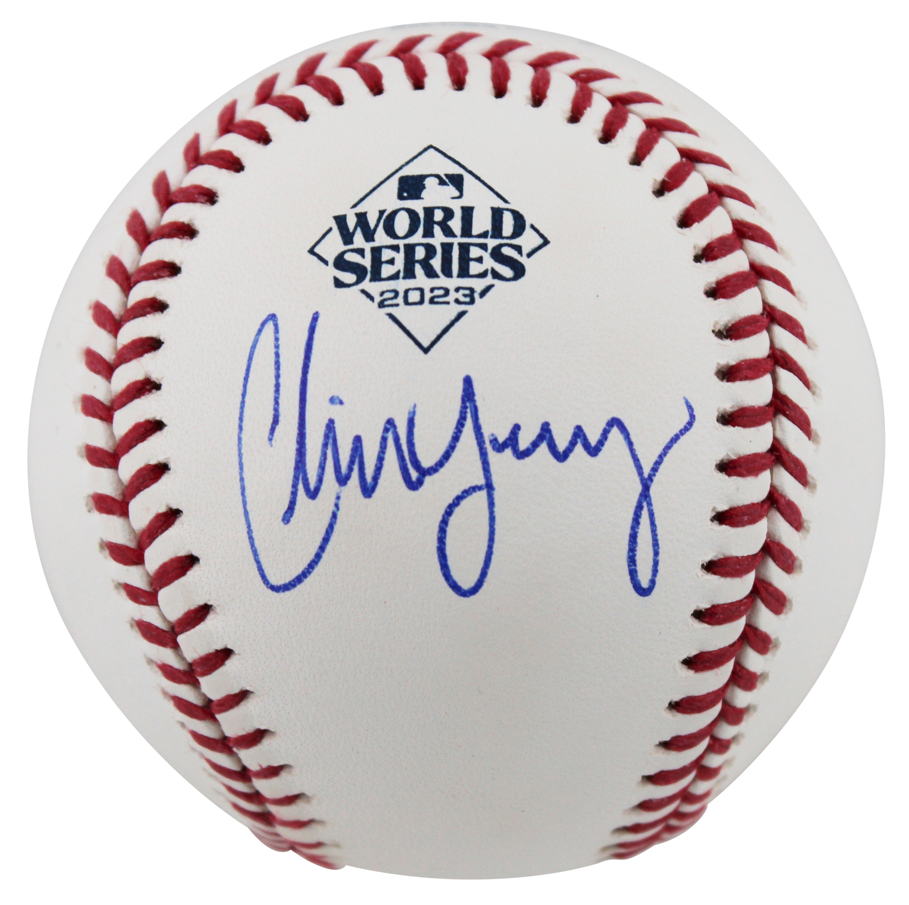 Rangers Chris Young Signed 2023 World Series Logo Baseball BAS #BQ45351