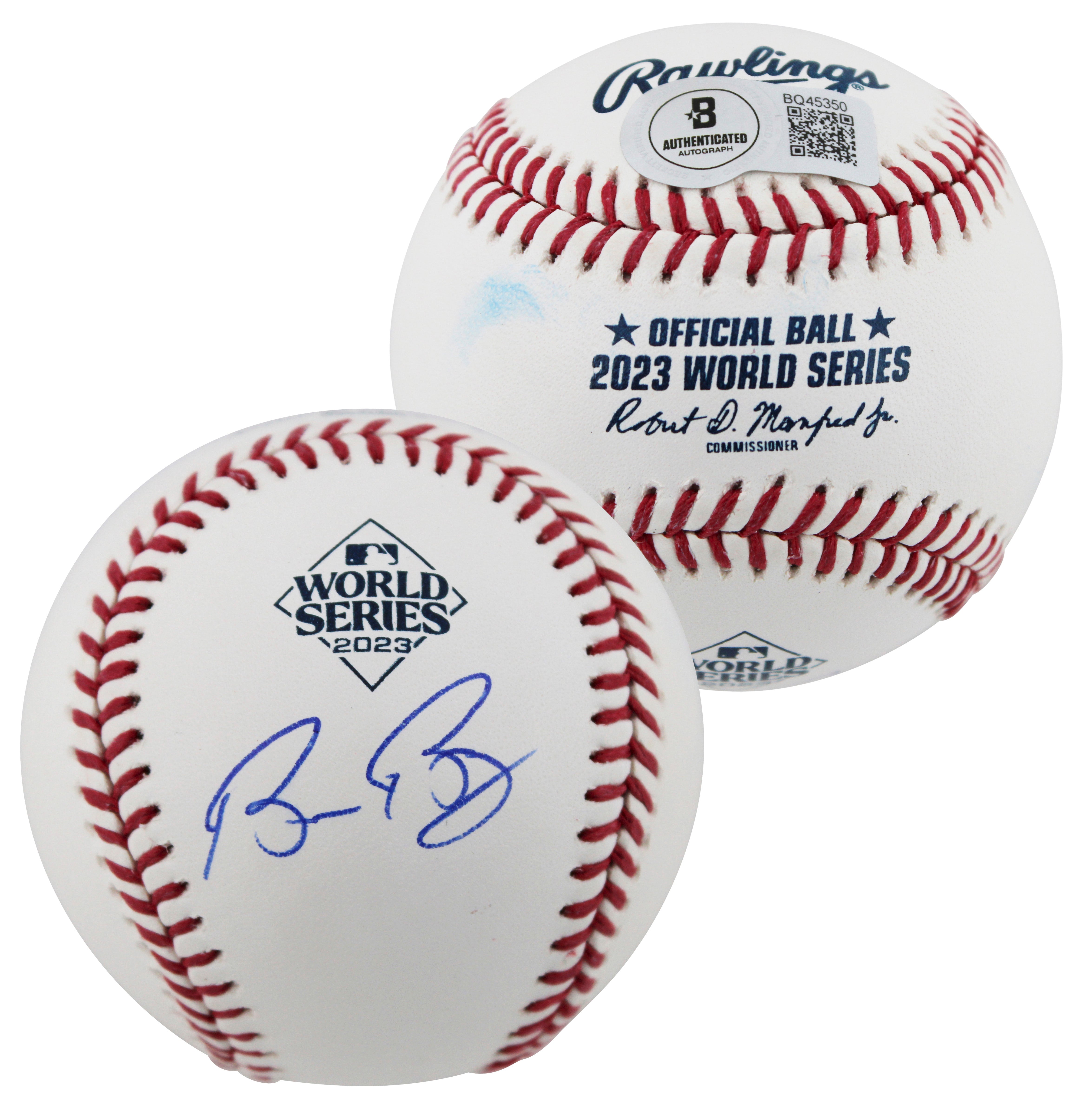 Rangers Bruce Bochy Signed 2023 World Series Logo Baseball BAS #BQ45350