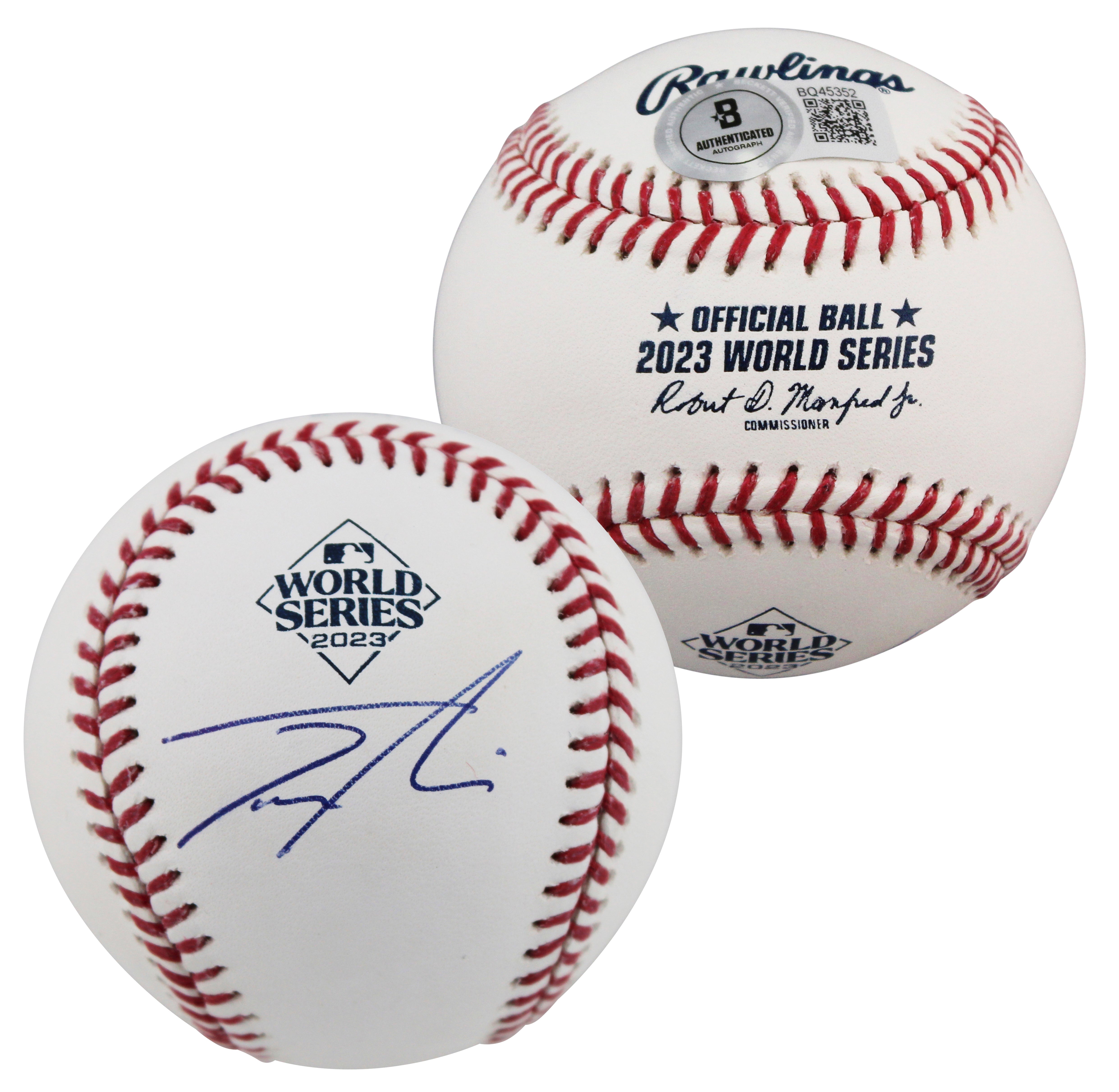 Rangers Josh Smith Authentic Signed 2023 World Series Logo Baseball BAS #BQ45352