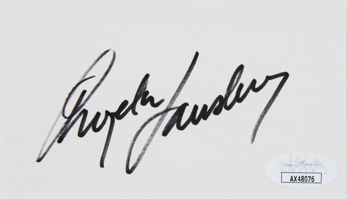 Angela Lansbury Murder, She Wrote Signed 3x5 Index Card Framed Display JSA