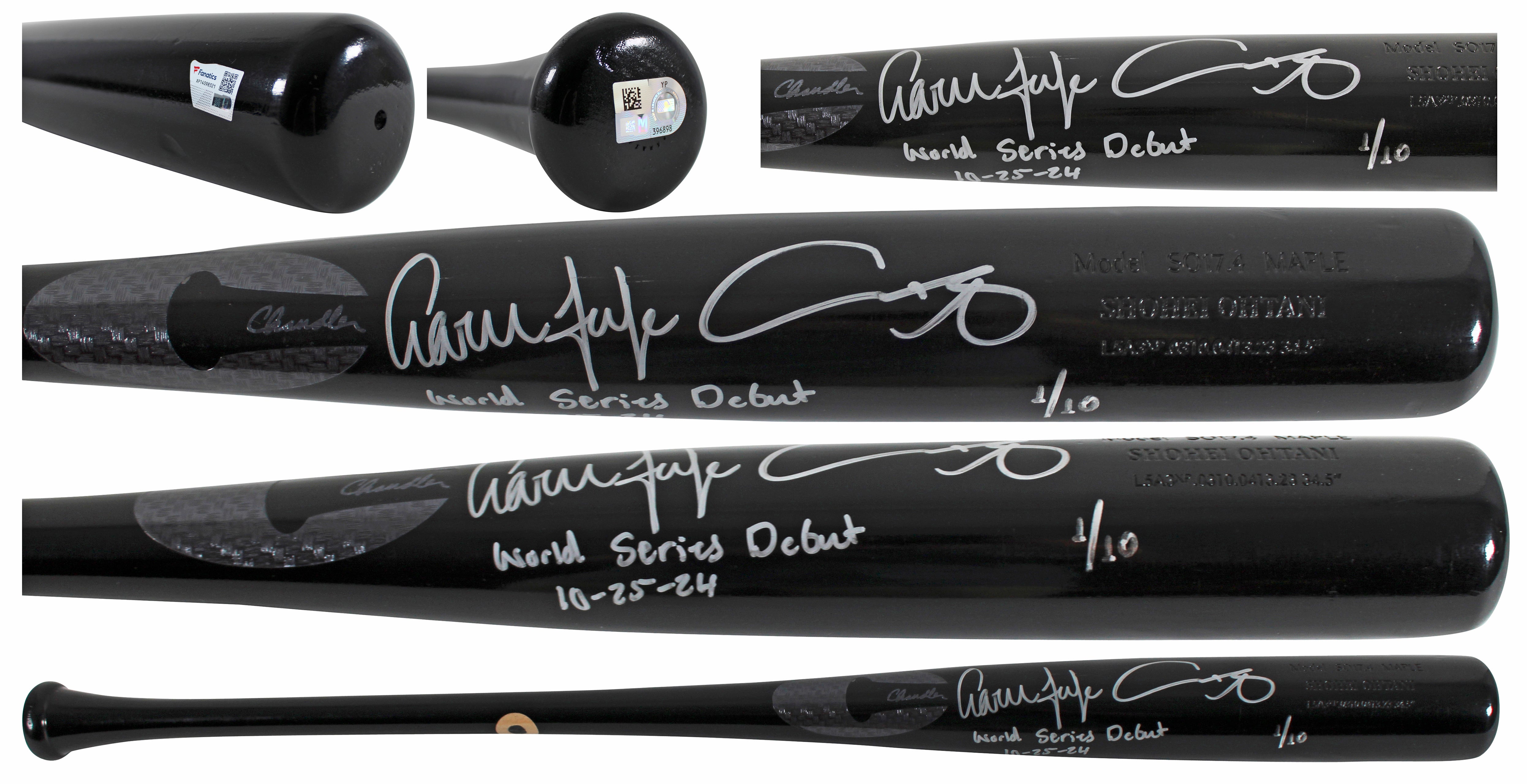 Shohei Ohtani & Aaron Judge "WS Debut" Signed Chandler Bat LE #1/10 MLB Fanatics
