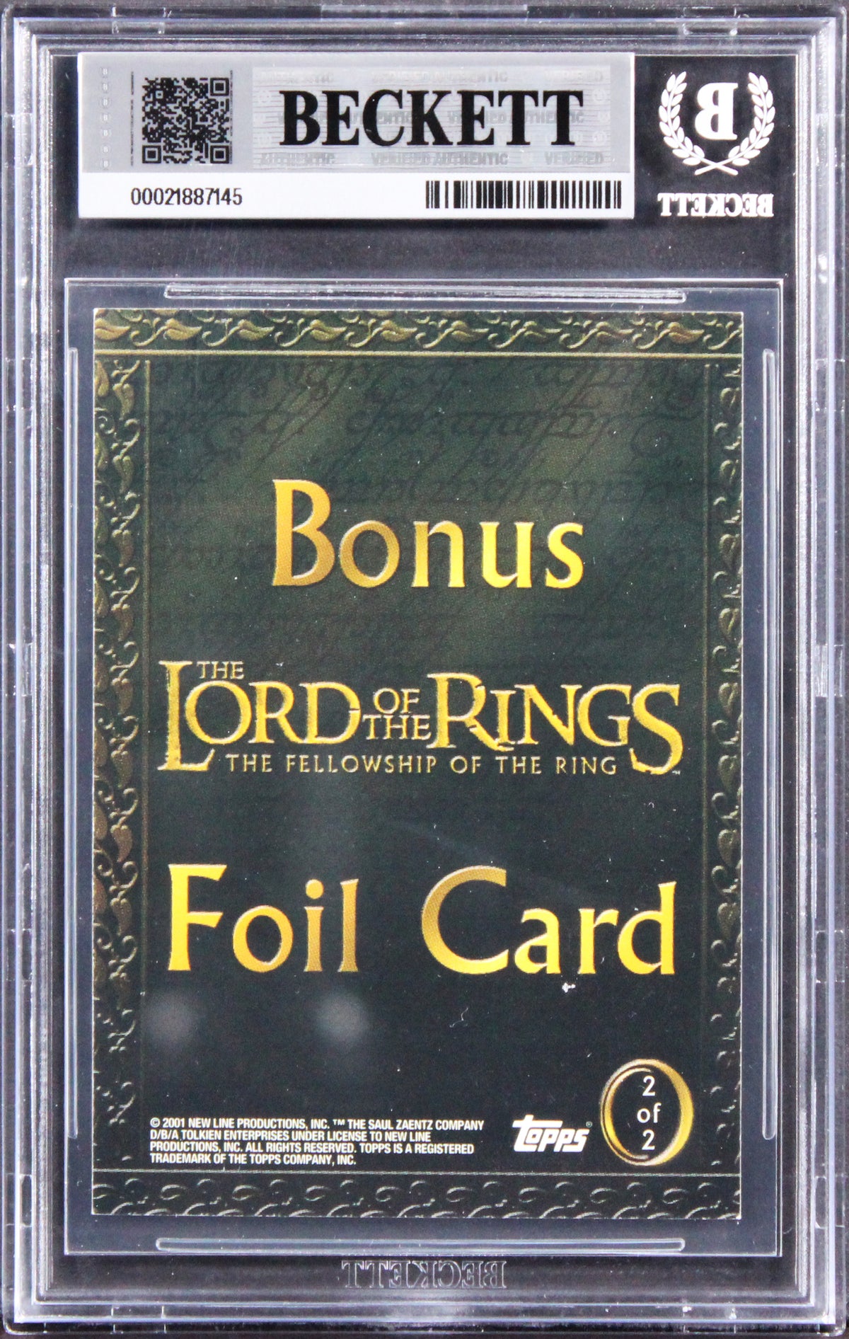 Elijah Wood Signed 2001 Hobby Japan LOTR Bonus Foil #2 Card Auto 10! BAS Slabbed