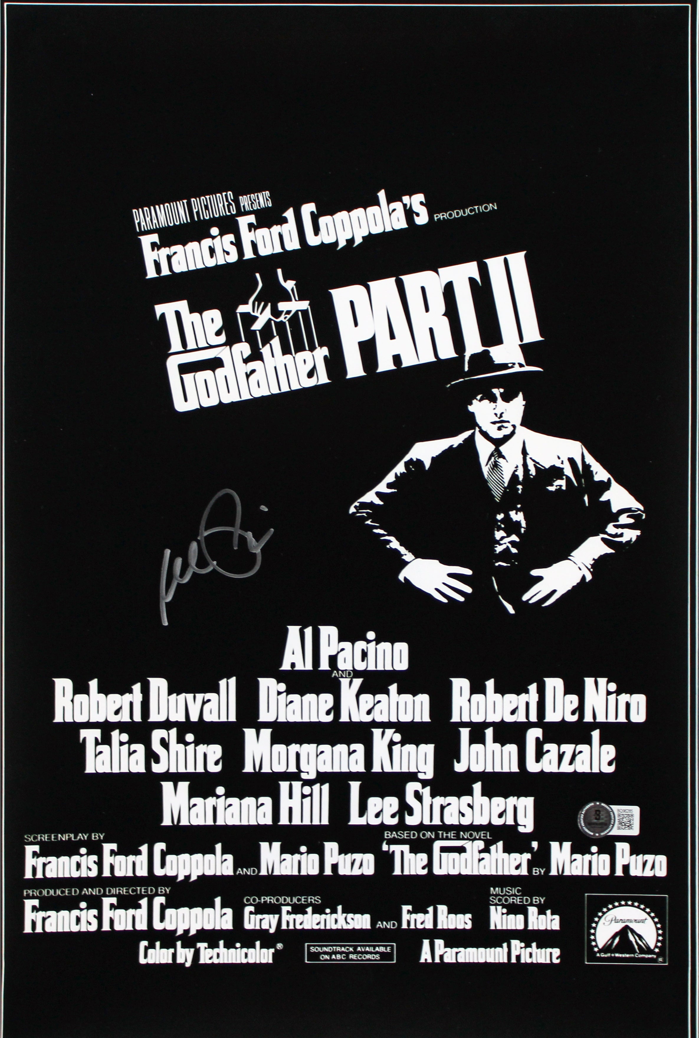 Al Pacino The Godfather Part 2 Signed 12x18 Mini Movie Poster Photo BAS