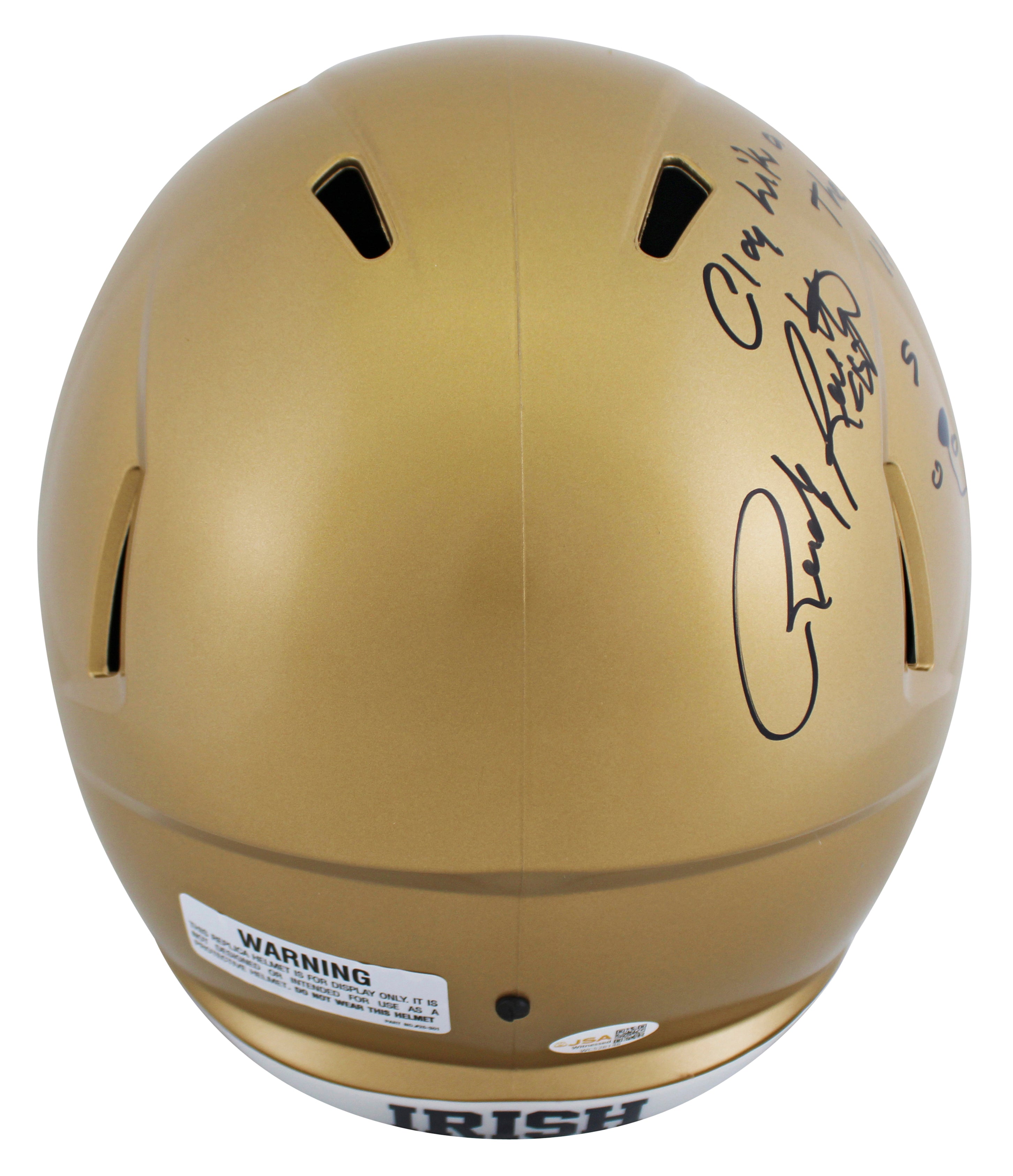 Notre Dame Rudy Ruettiger Signed F/S Speed Rep Helmet w/ Hand Drawn Play JSA Wit