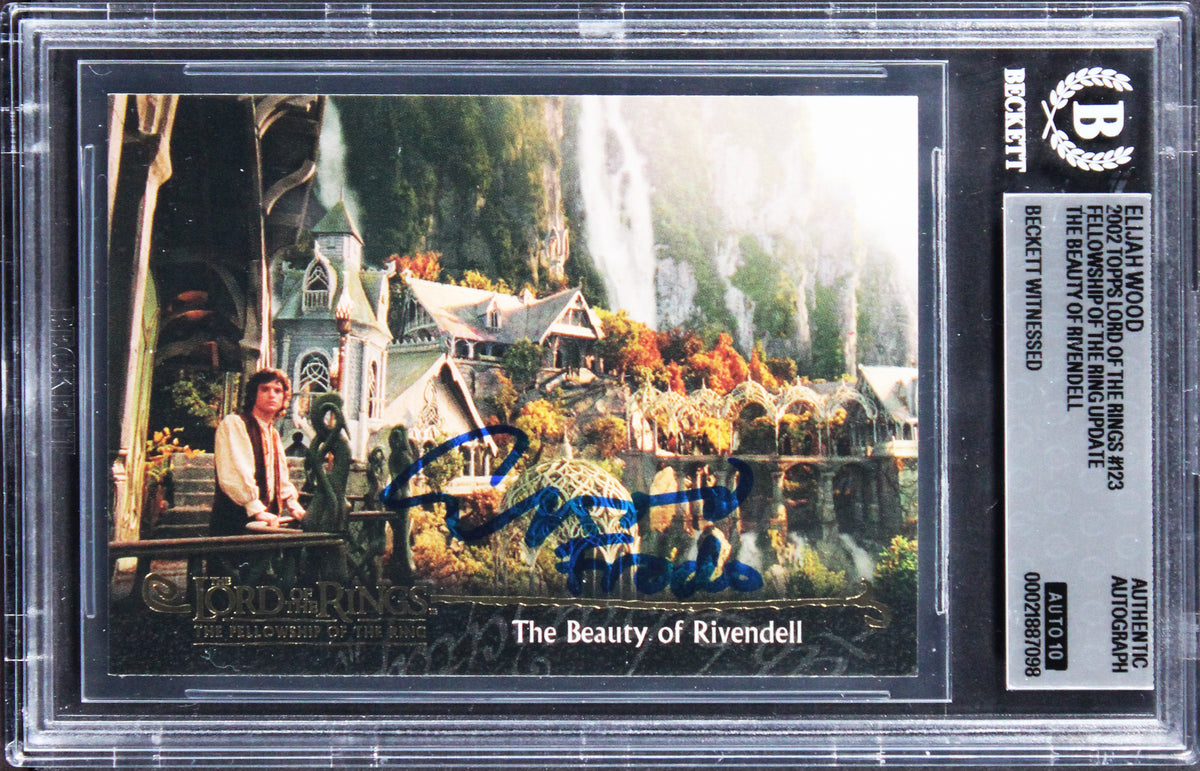 Elijah Wood "Frodo" Signed 2002 Topps LOTR FOTR #123 Card Auto 10! BAS Slabbed