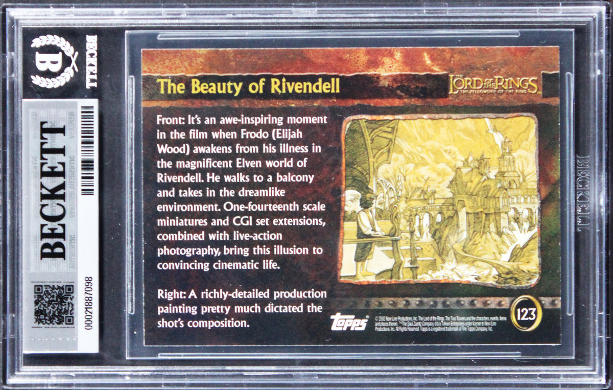 Elijah Wood "Frodo" Signed 2002 Topps LOTR FOTR #123 Card Auto 10! BAS Slabbed