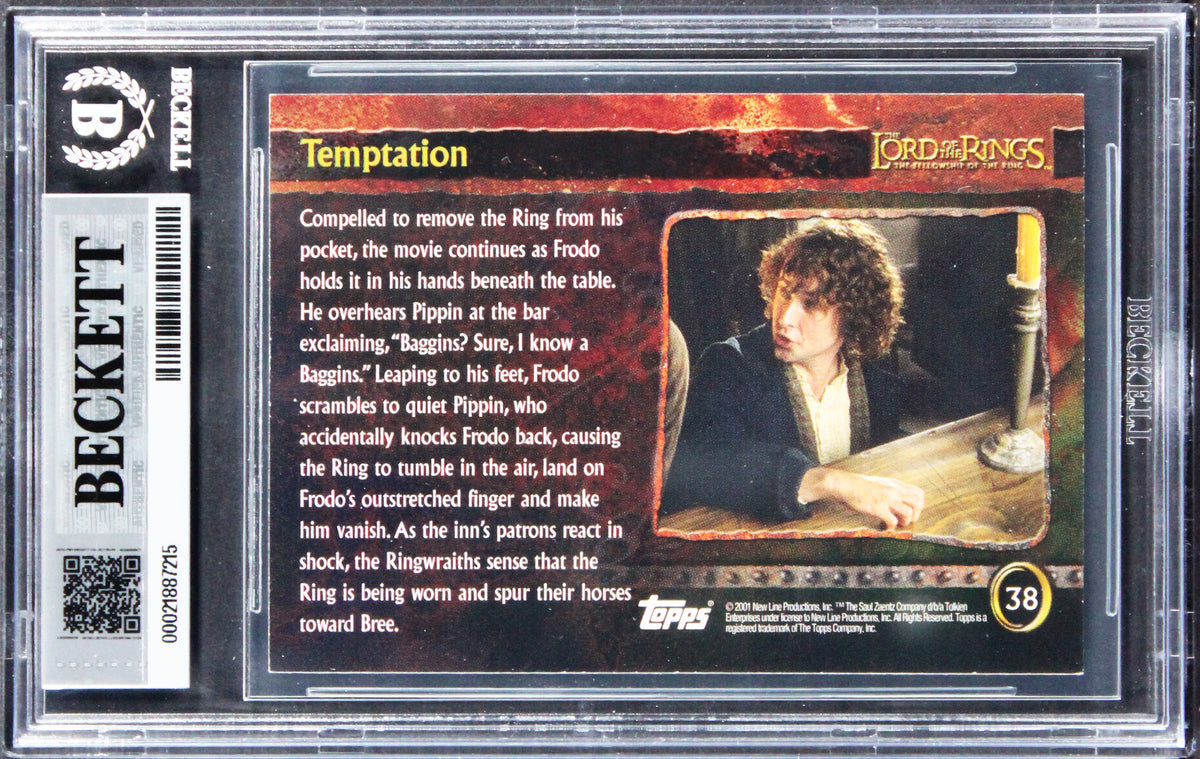 Elijah Wood "Frodo" Signed 2001 Topps LOTR FOTR #38 Card Auto GM 10! BAS Slabbed