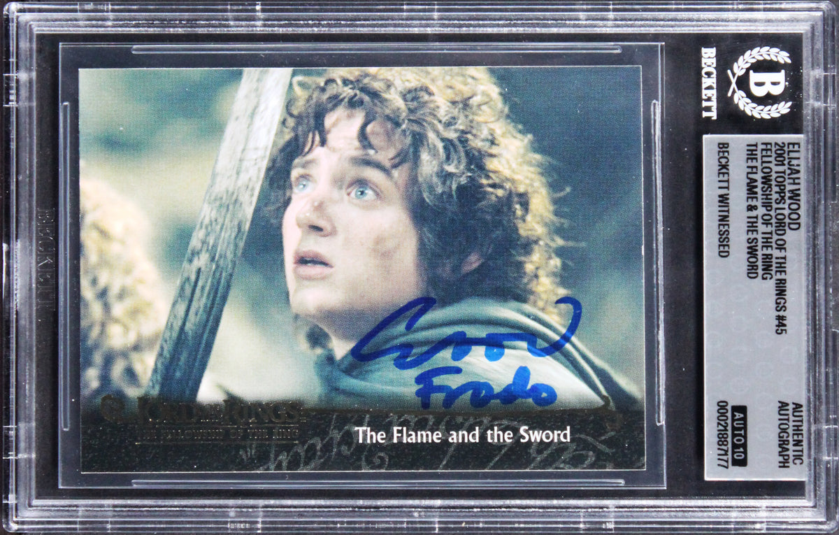 Elijah Wood "Frodo" Signed 2001 Topps LOTR FOTR #45 Card Auto GM 10! BAS Slabbed