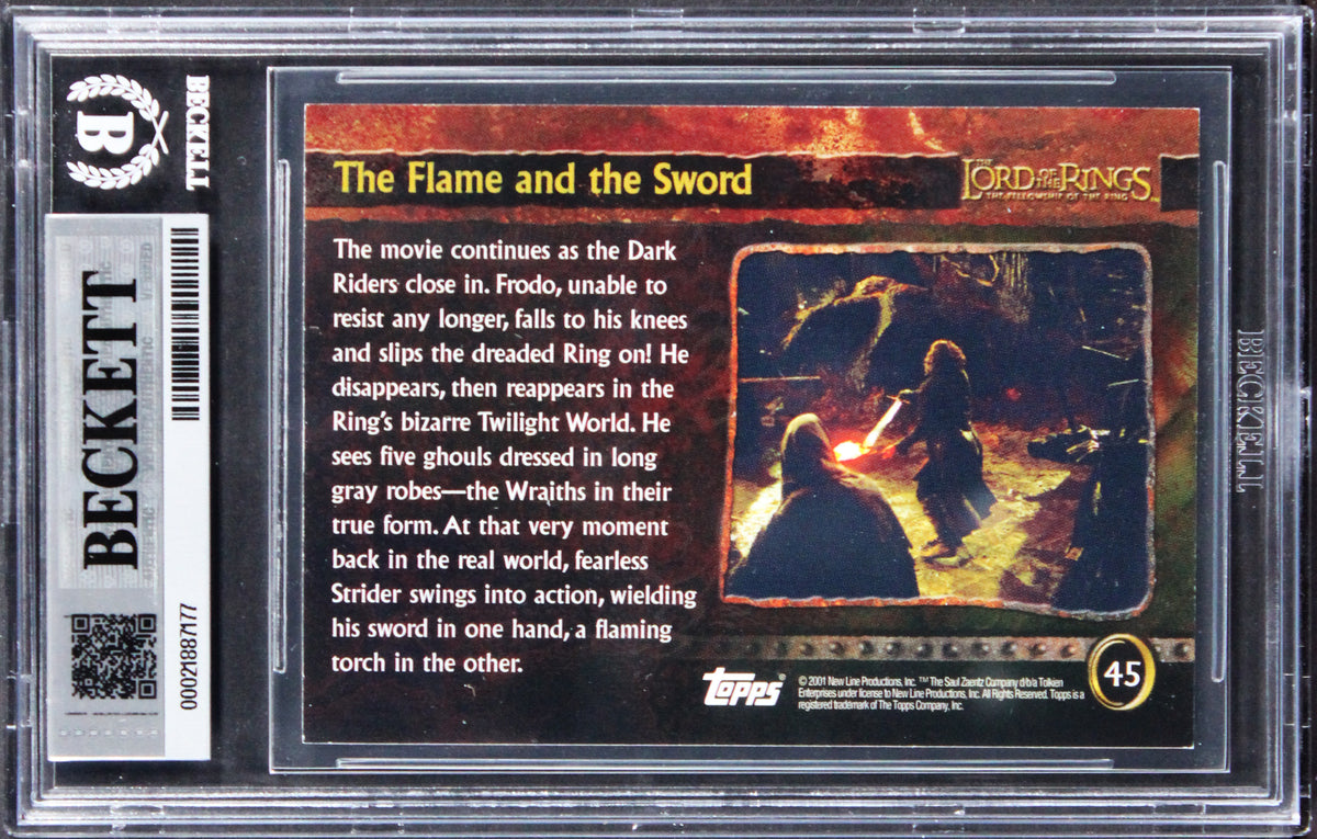 Elijah Wood "Frodo" Signed 2001 Topps LOTR FOTR #45 Card Auto GM 10! BAS Slabbed