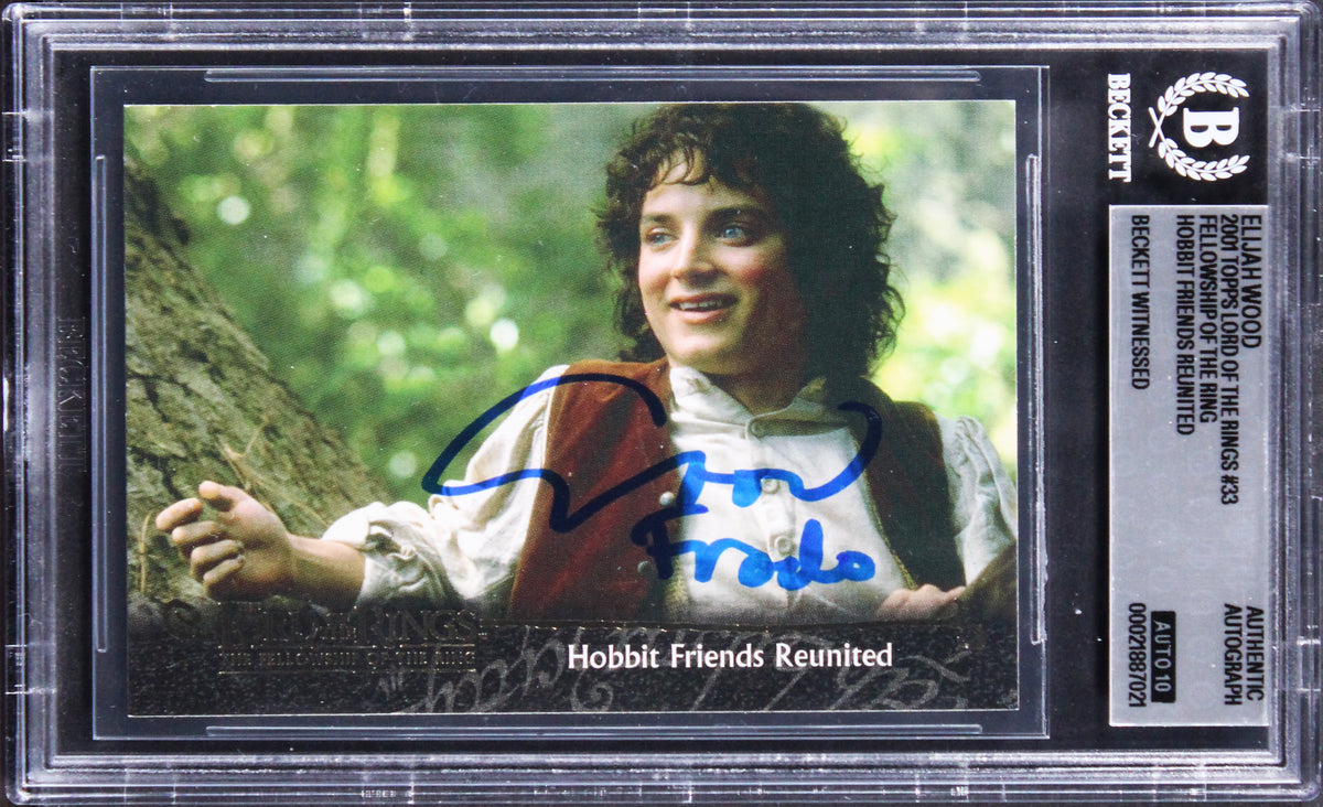 Elijah Wood "Frodo" Signed 2001 Topps LOTR FOTR #33 Card Auto 10! BAS Slabbed