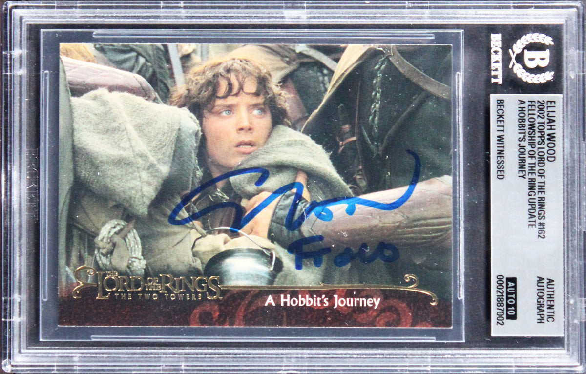 Elijah Wood "Frodo" Signed 2002 Topps LOTR Update #162 Card Auto 10! BAS Slabbed