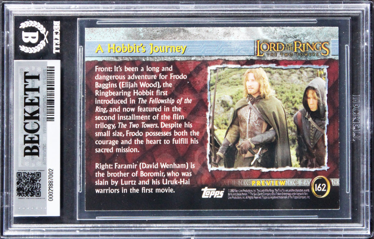 Elijah Wood "Frodo" Signed 2002 Topps LOTR Update #162 Card Auto 10! BAS Slabbed