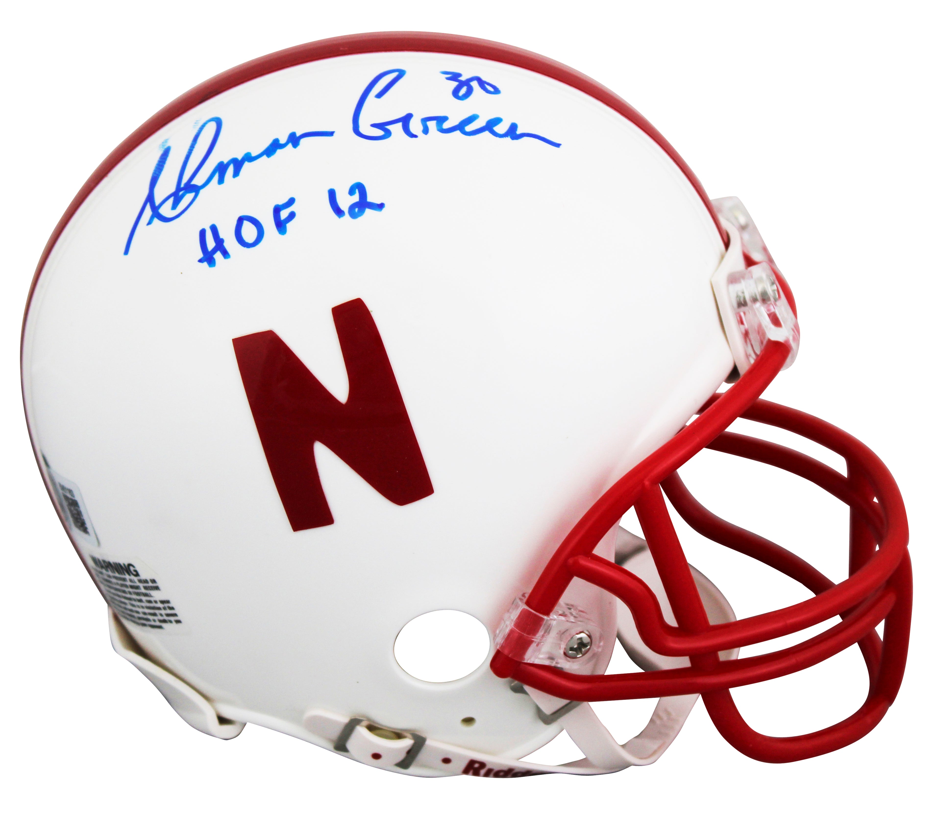 Nebraska Ahman Green "HOF 12" Authentic Signed VSR4 Rep Mini Helmet BAS
